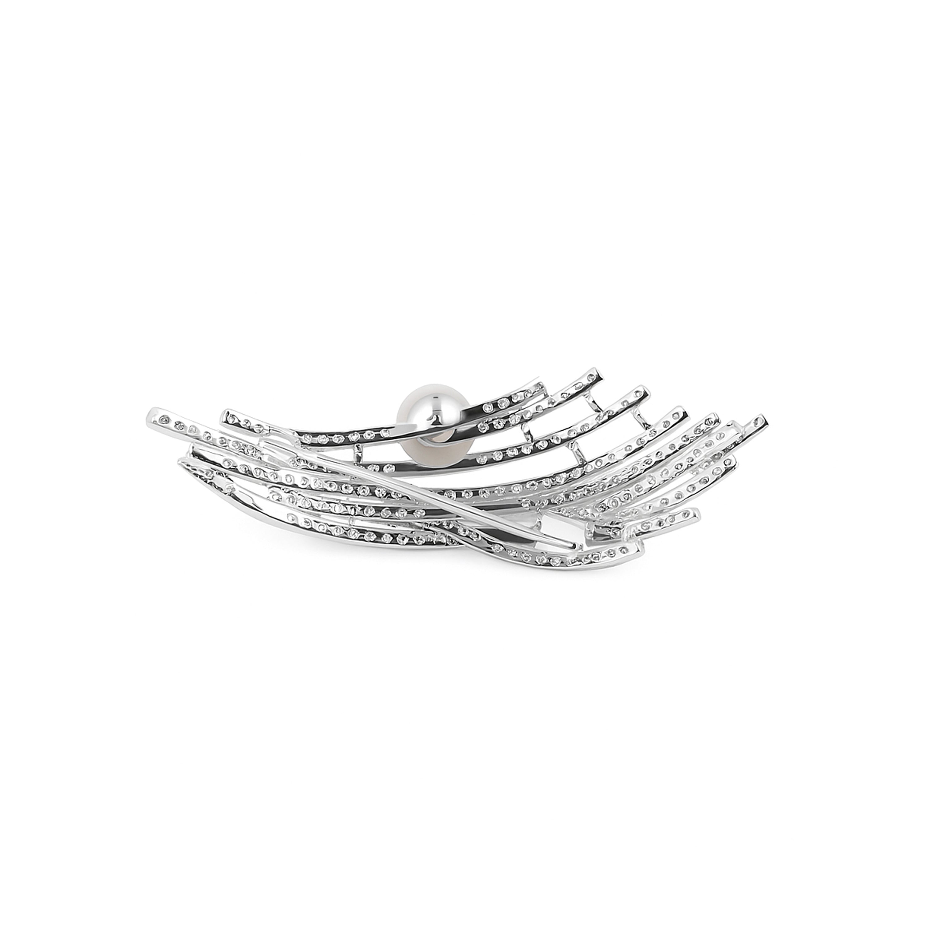 White Pearl Brooch finished in 925 Sterling Silver - Mariso