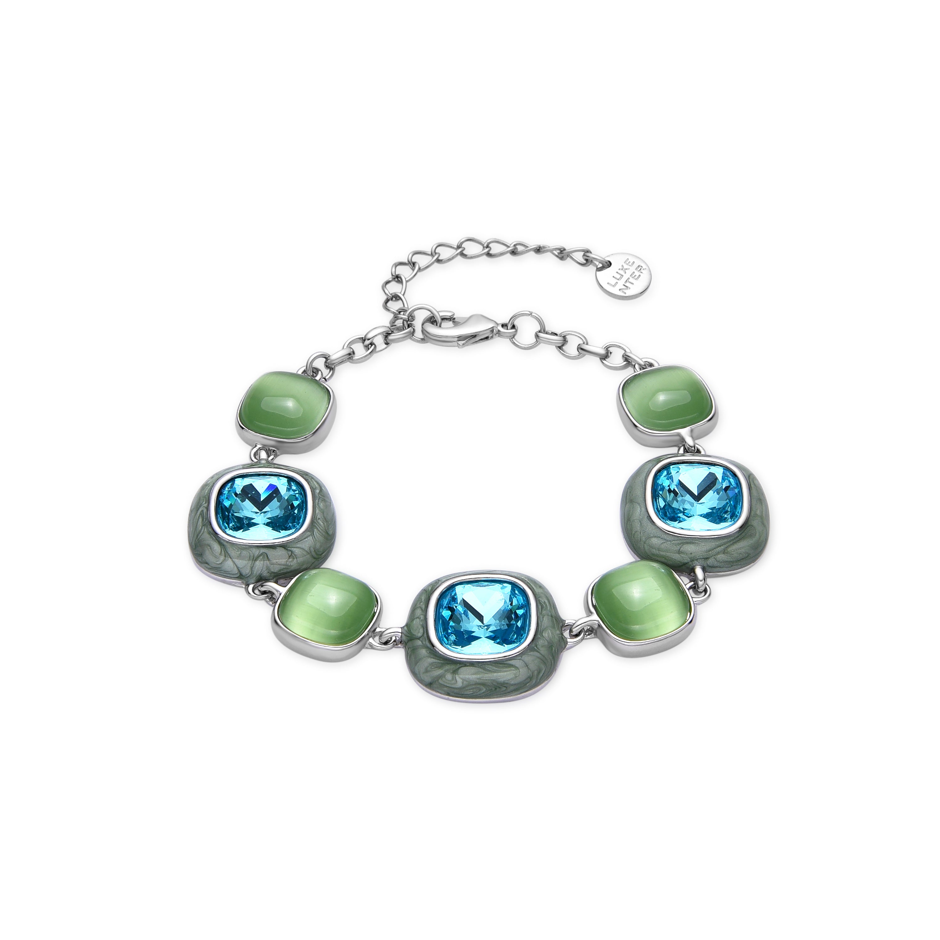 Armband mit blauem Kristall, Silber-Finish - Drogolo