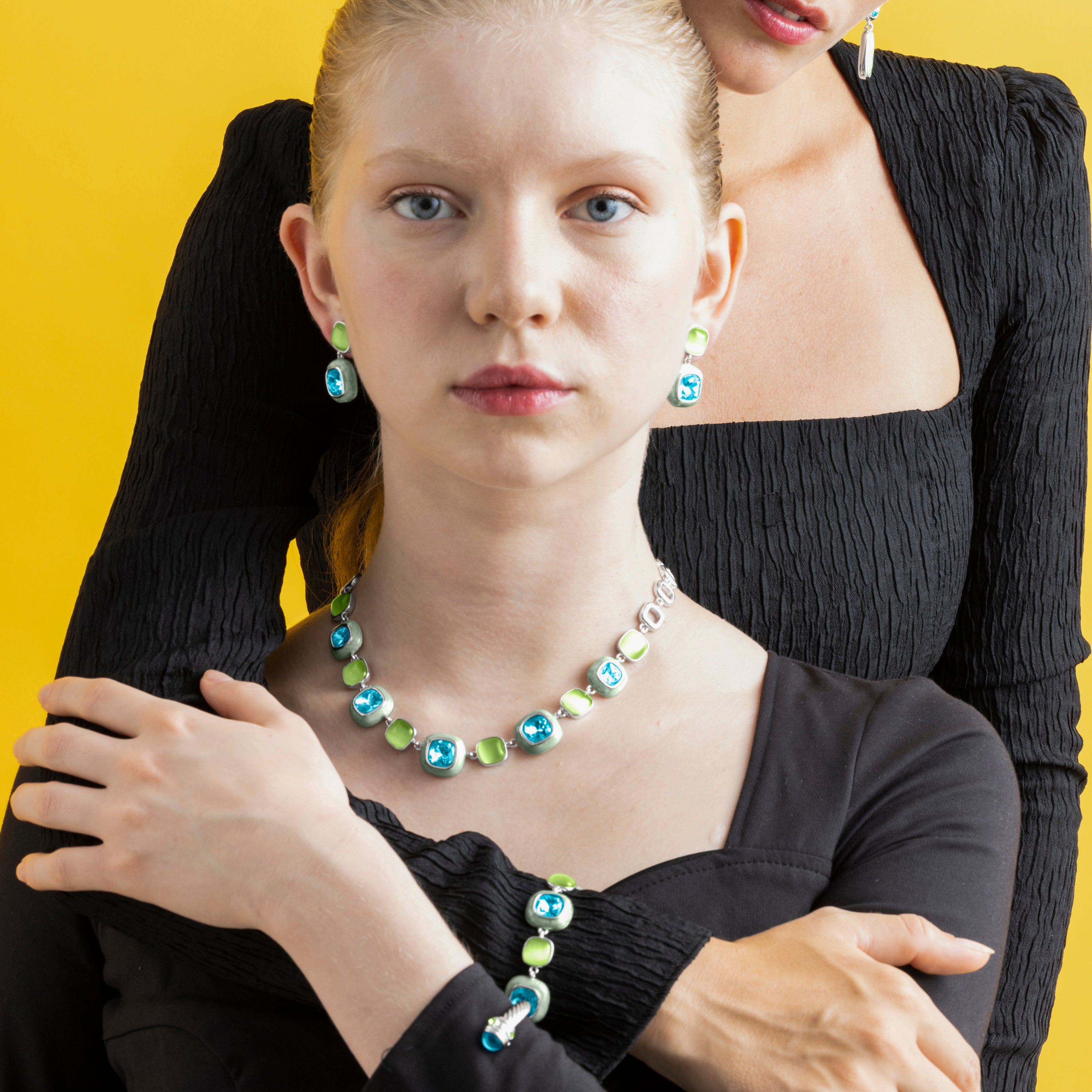 Armband mit blauem Kristall, Silber-Finish - Drogolo