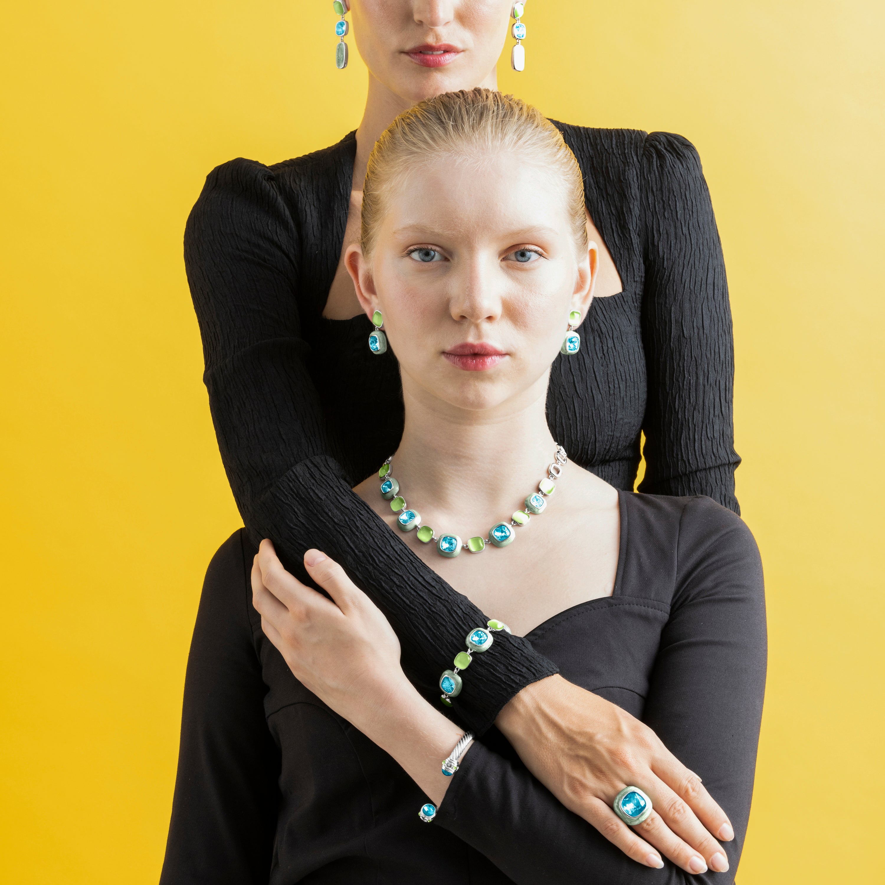 Armband mit blauem Kristall, Silber-Finish - Drogolo