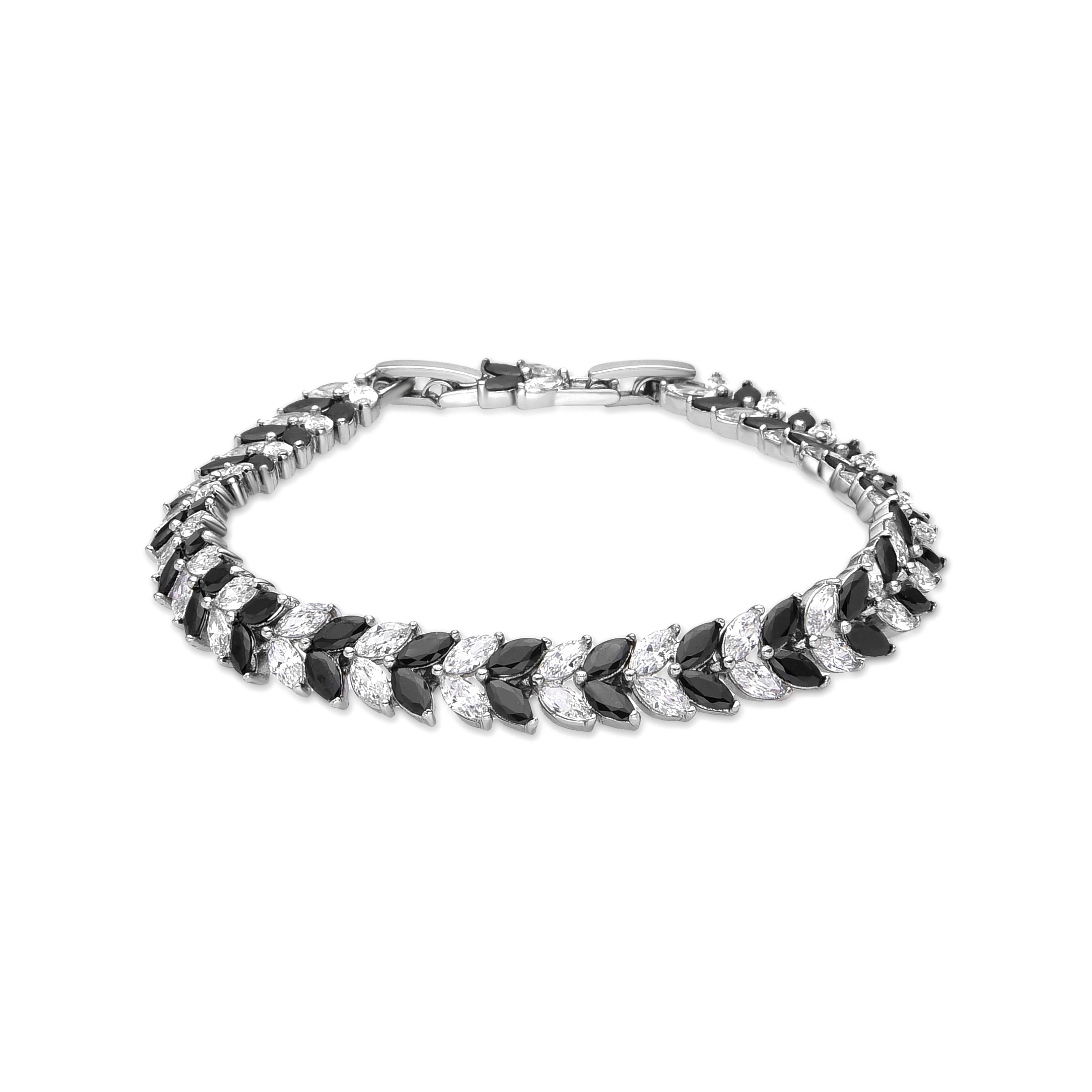 Onyx Zirconia Bracelet Silver Finish - Mabela