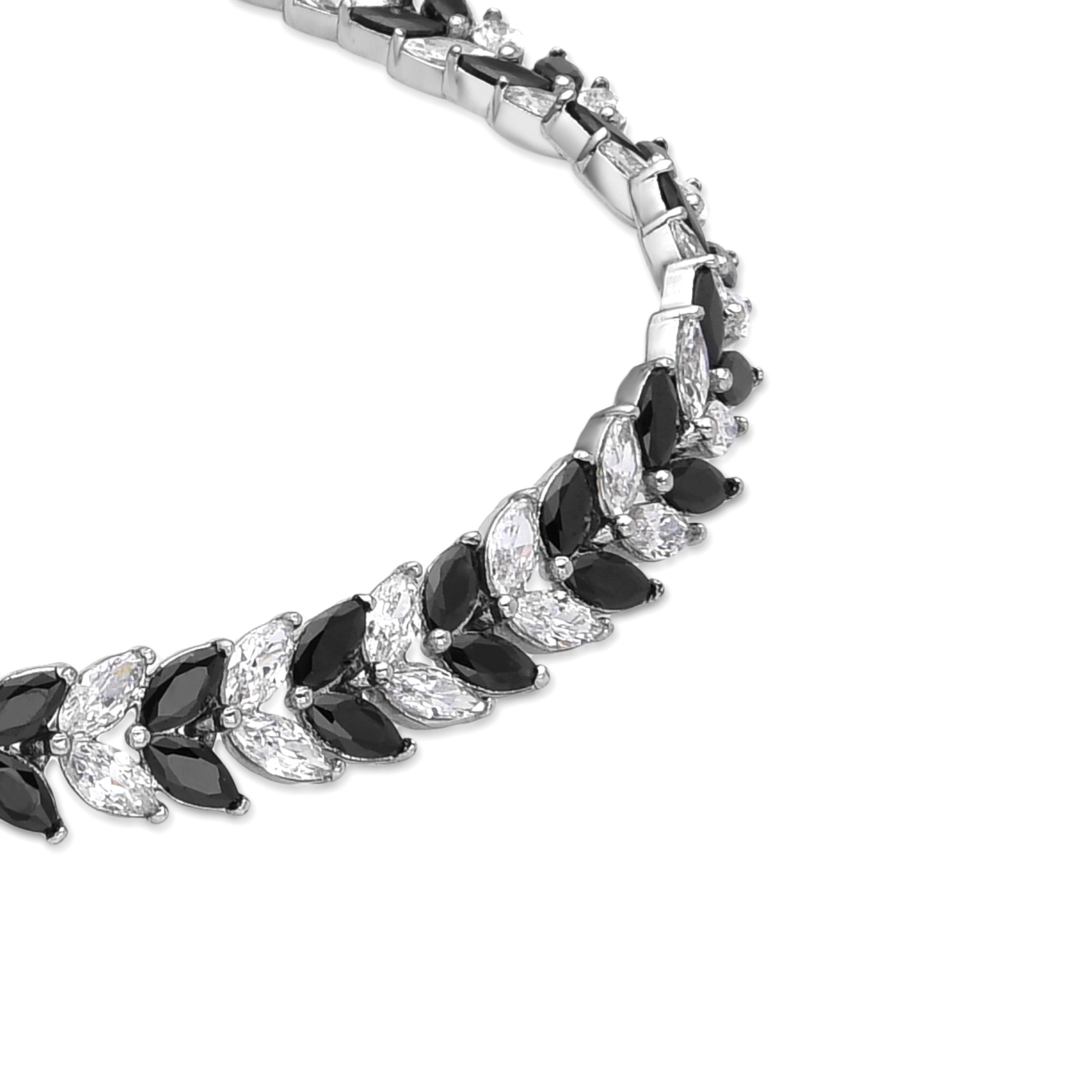 Onyx Zirconia Bracelet Silver Finish - Mabela
