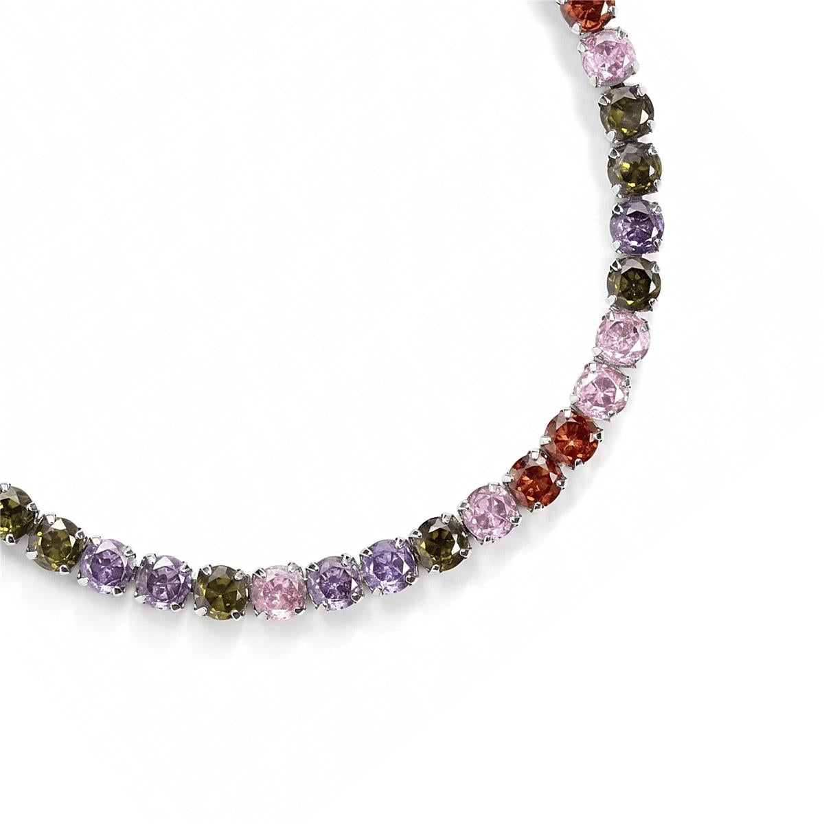 Bracelet en alliage de métal et zircon multicolore finition rhodiée - Frede