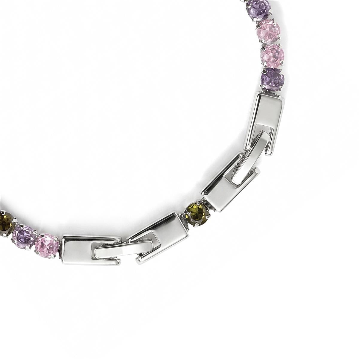 Bracelet en alliage de métal et zircon multicolore finition rhodiée - Frede