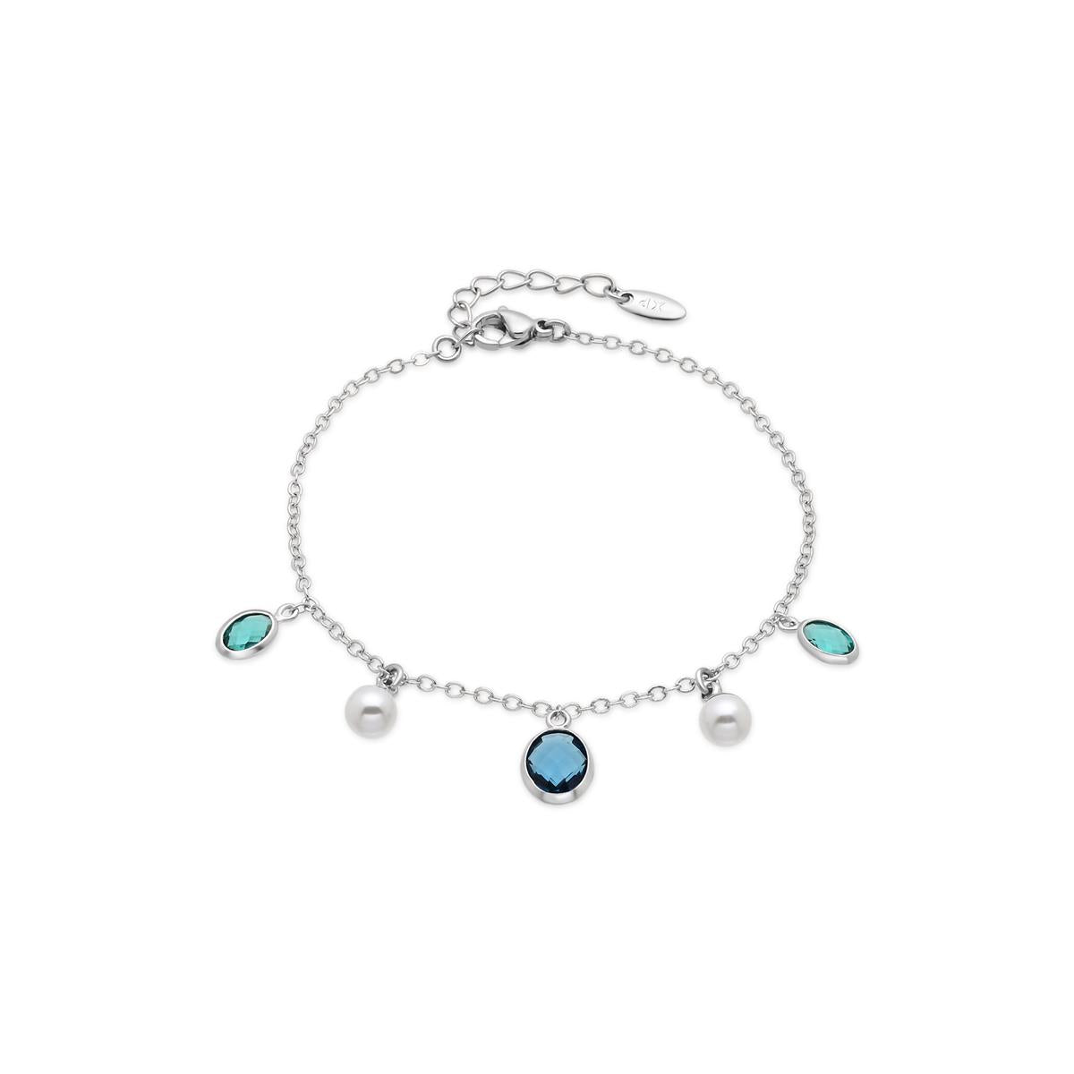 Pulsera de Aleación de Metal y Perla Blanca acabado en rodio - Sewi