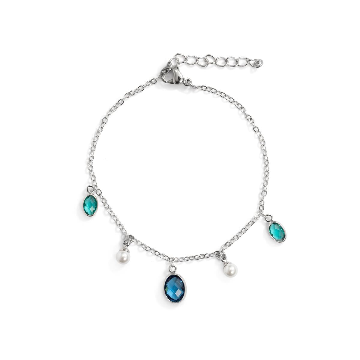 Pulsera de Aleación de Metal y Perla Blanca acabado en rodio - Sewi