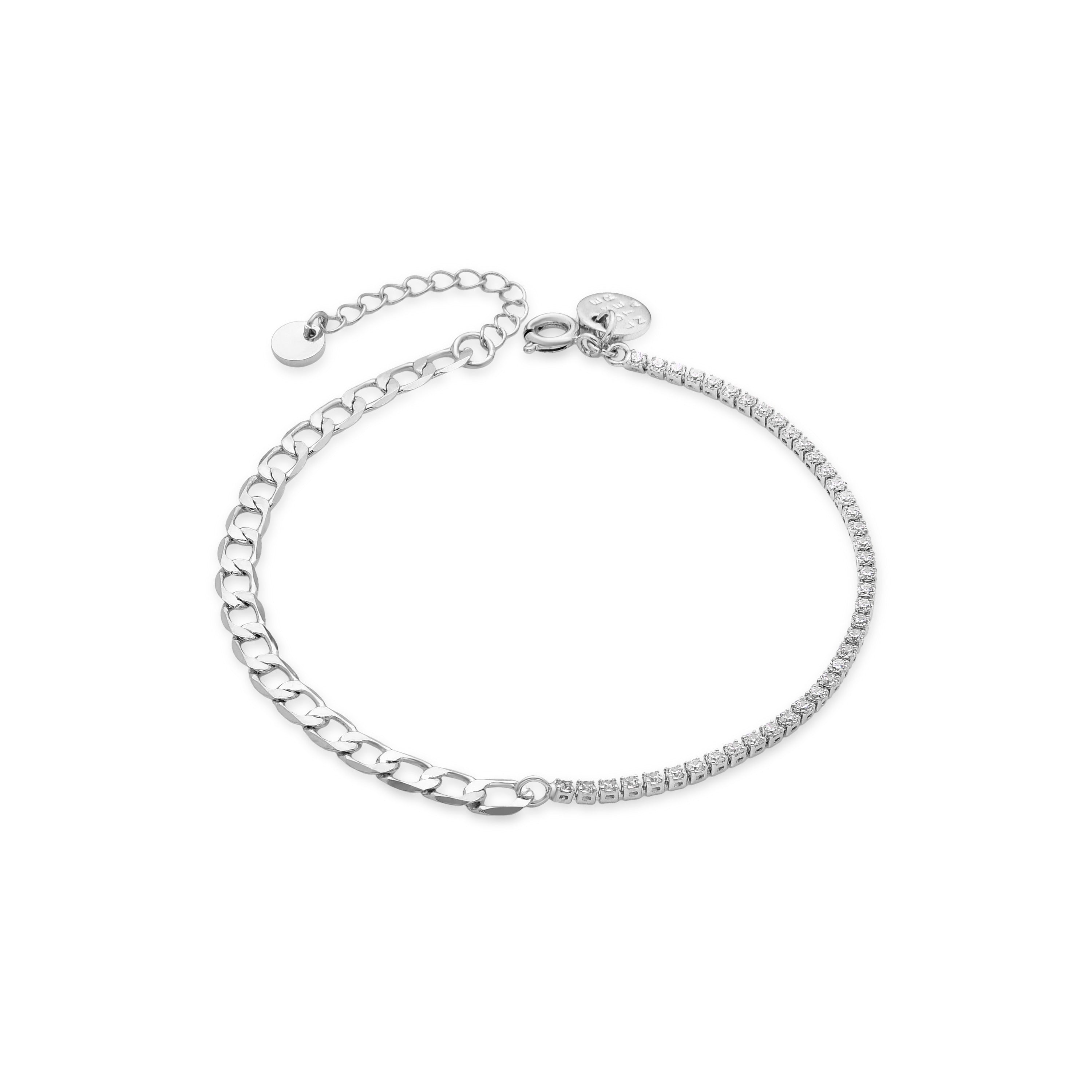 Bright Zirconia Bracelet Finished in Rhodium - Nirik