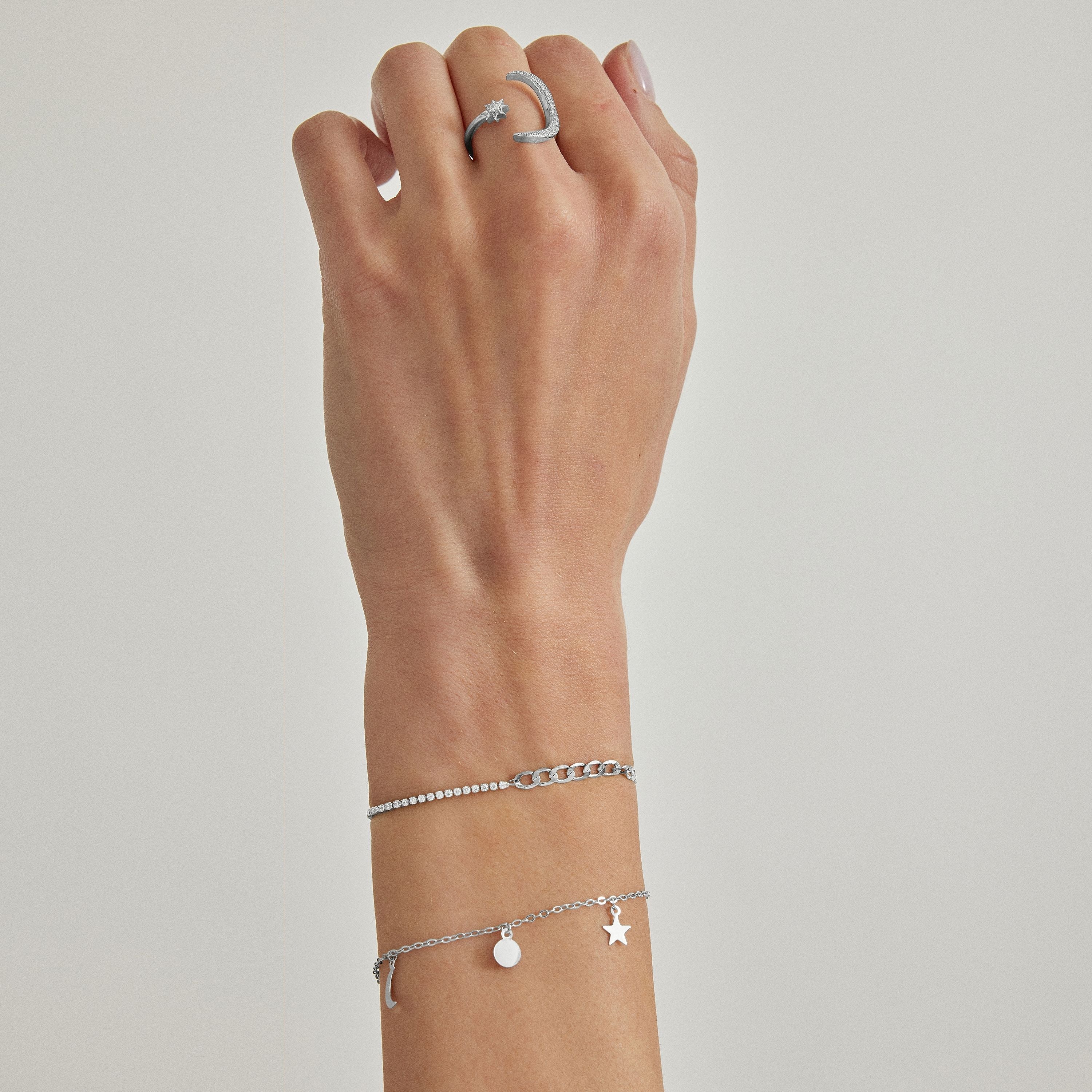 Bracelet en zircon brillant fini en rhodium - Nirik