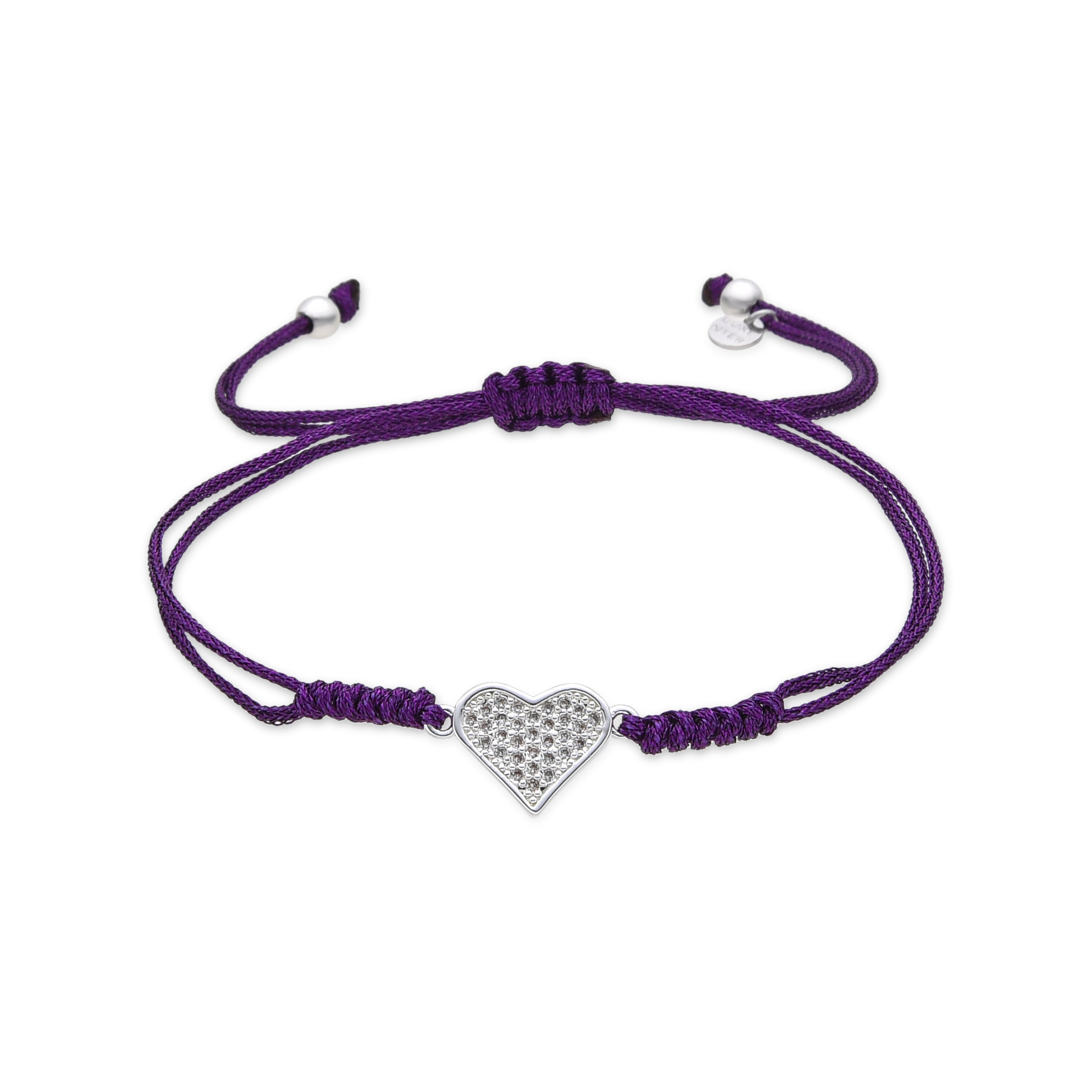 Bracelet finition argent et zircon brillant - Cœur