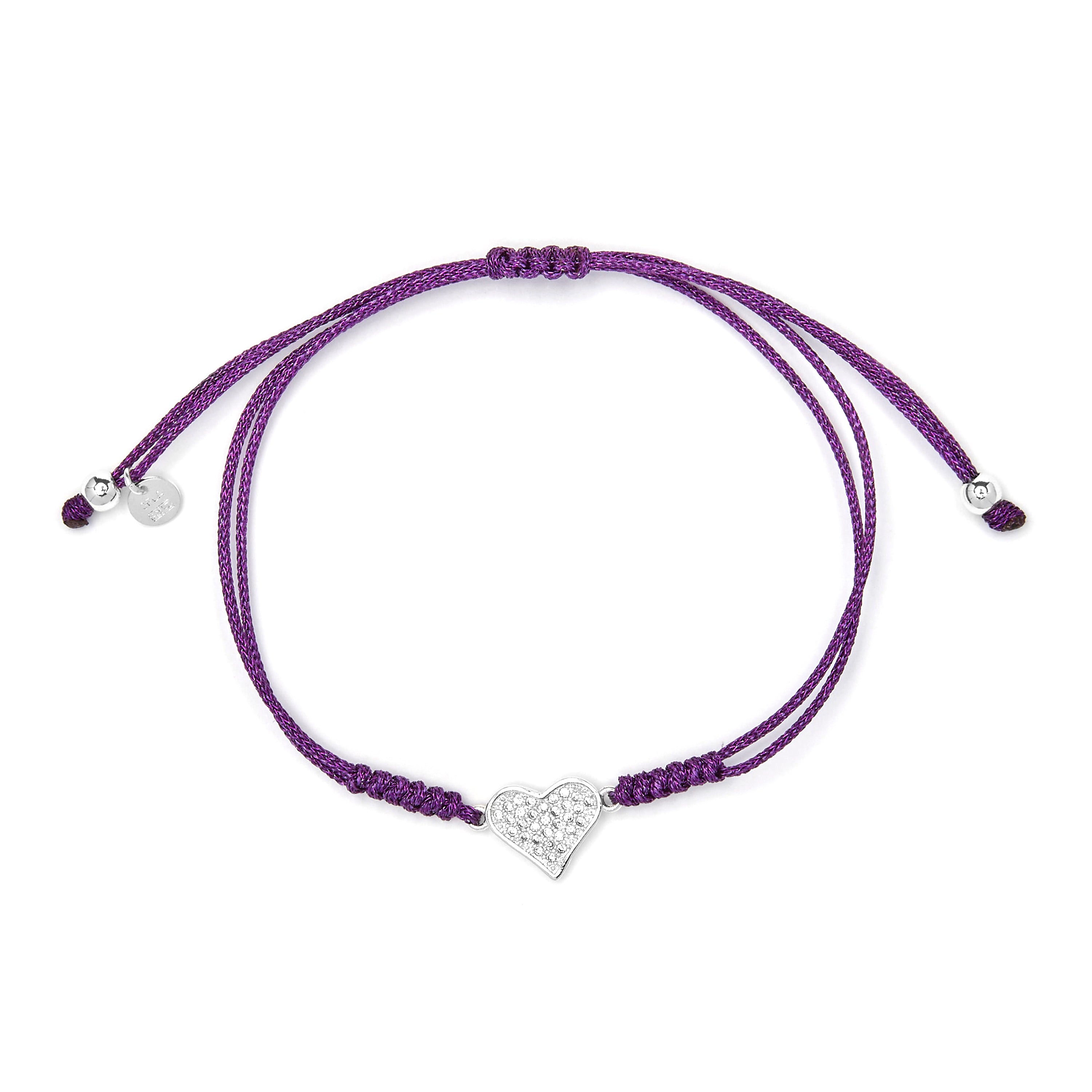 Bracelet finition argent et zircon brillant - Cœur
