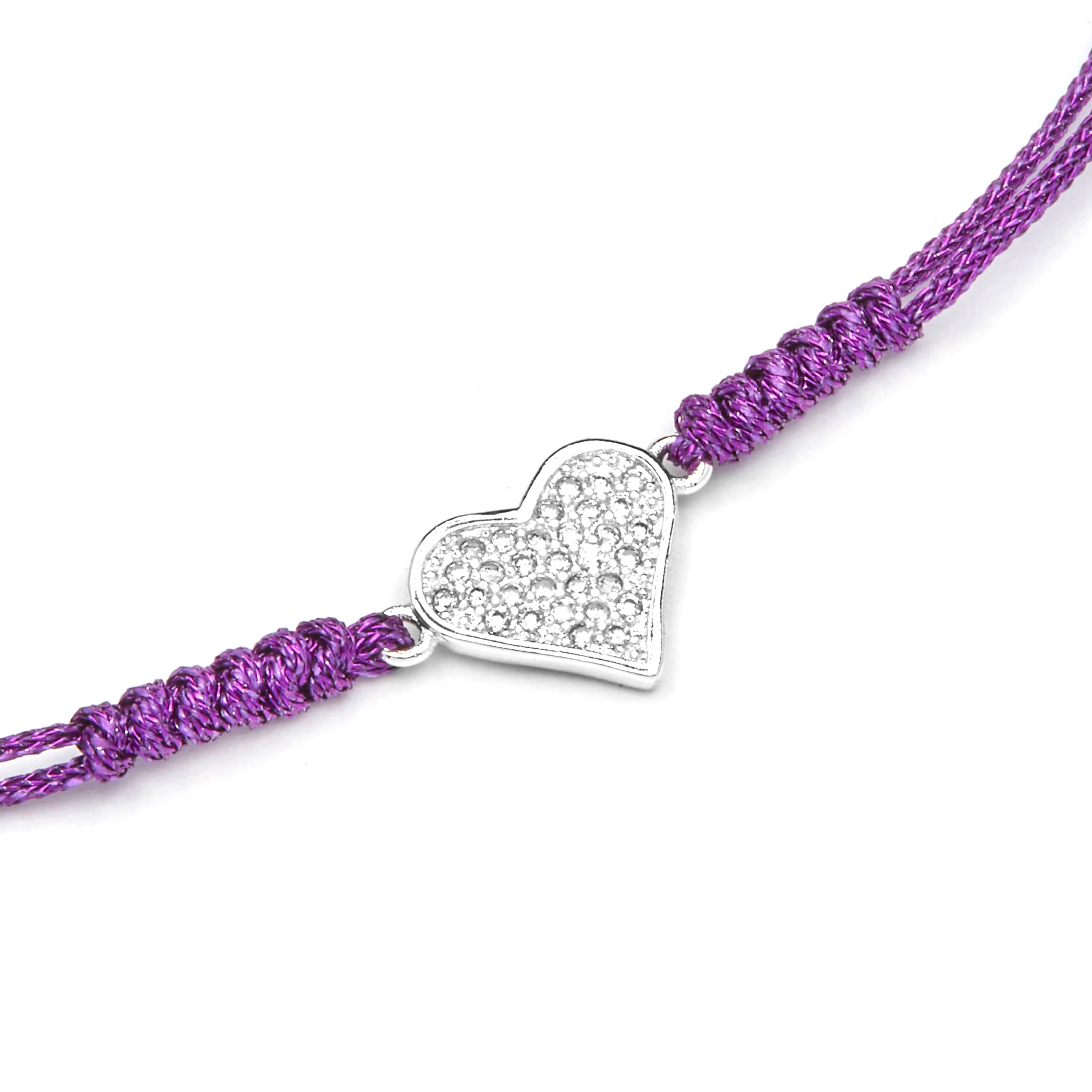 Bracelet finition argent et zircon brillant - Cœur