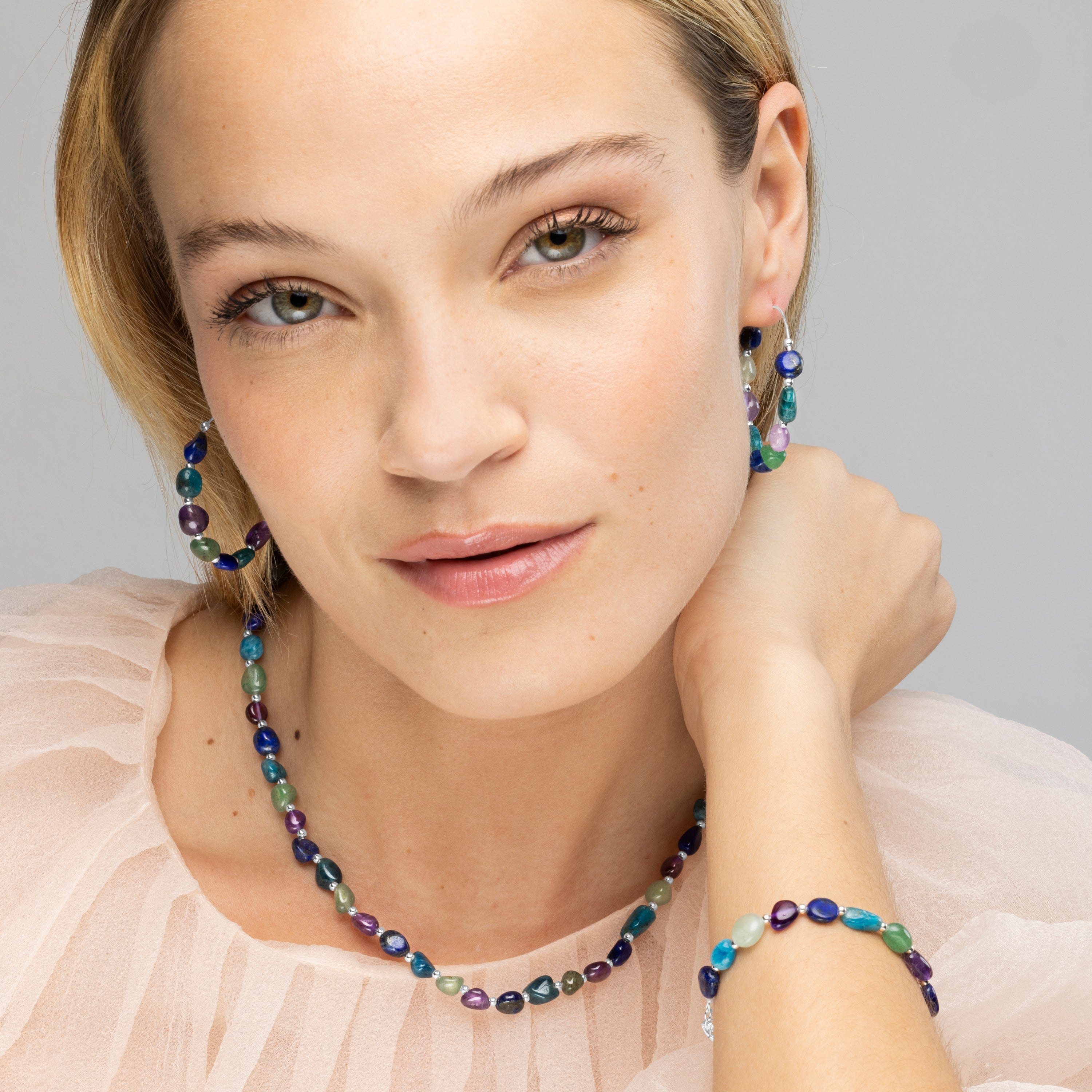 Pulsera acabado plata y Amatista Natural - Umavi