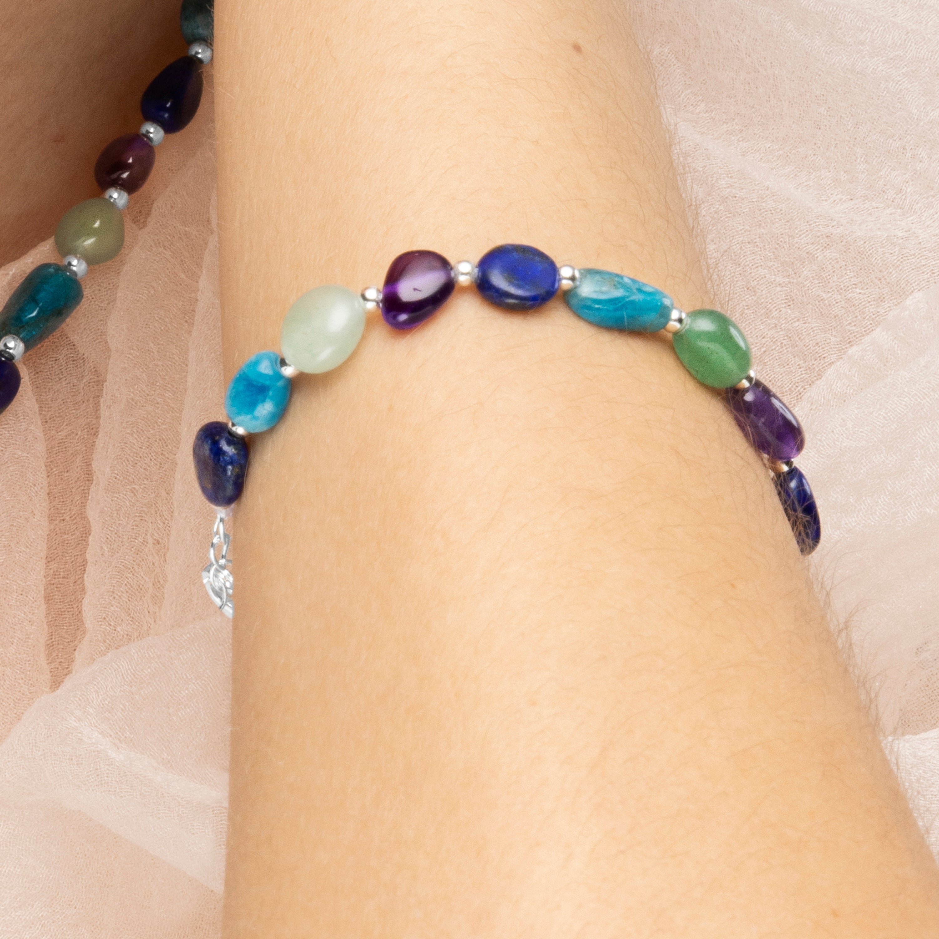 Silver finish bracelet and Natural Amethyst - Umavi