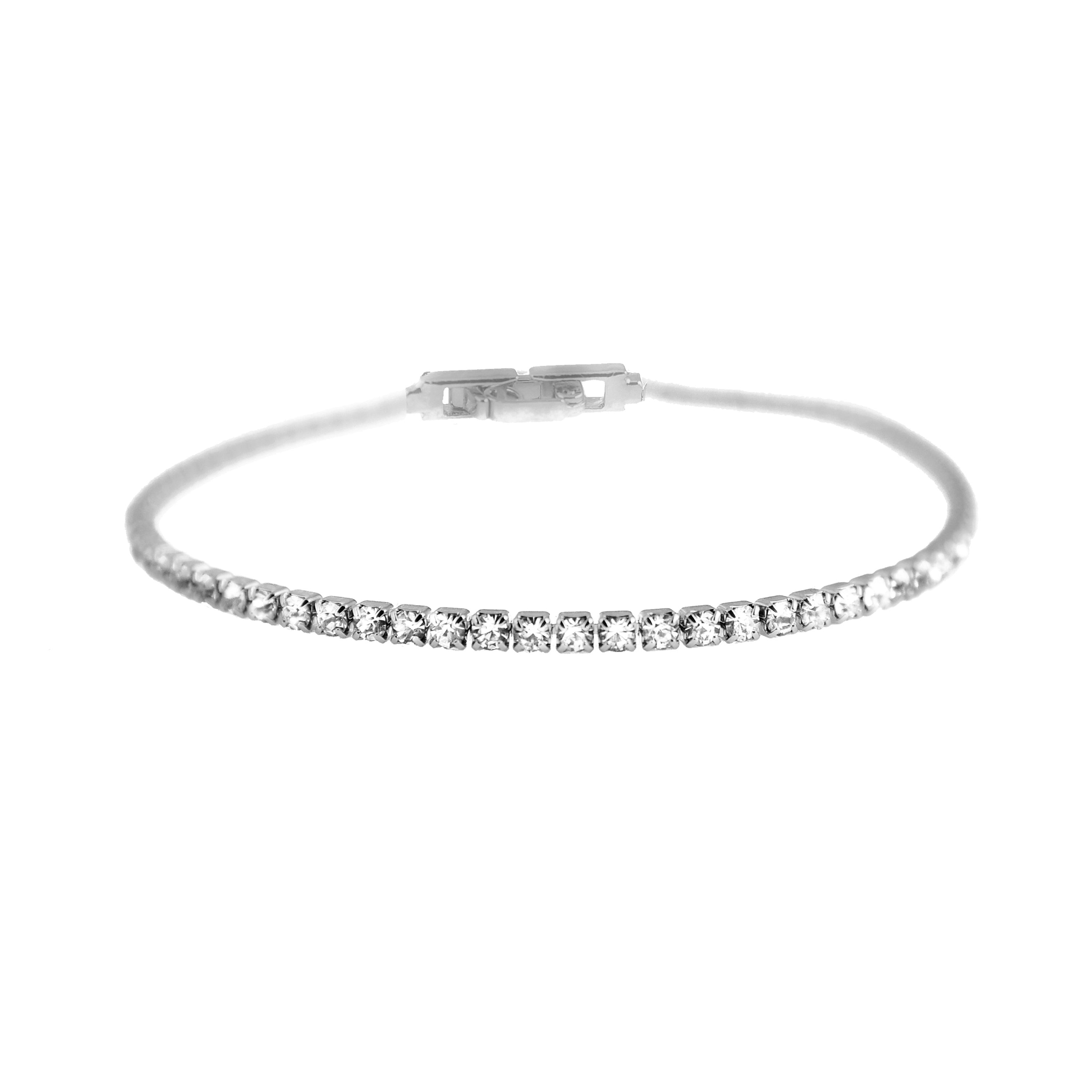 Pulsera kayla de circonita brillante con acabado en rodio.
