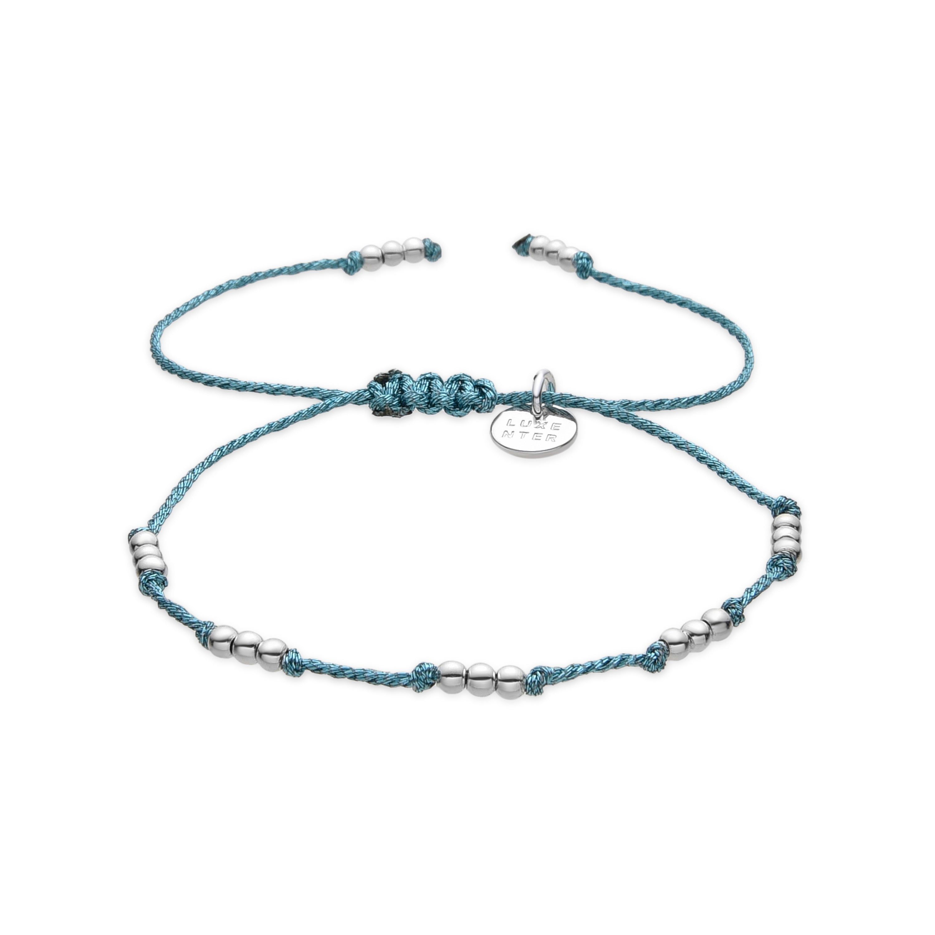 Bracelet finition argent et coton bleu - Ekilo