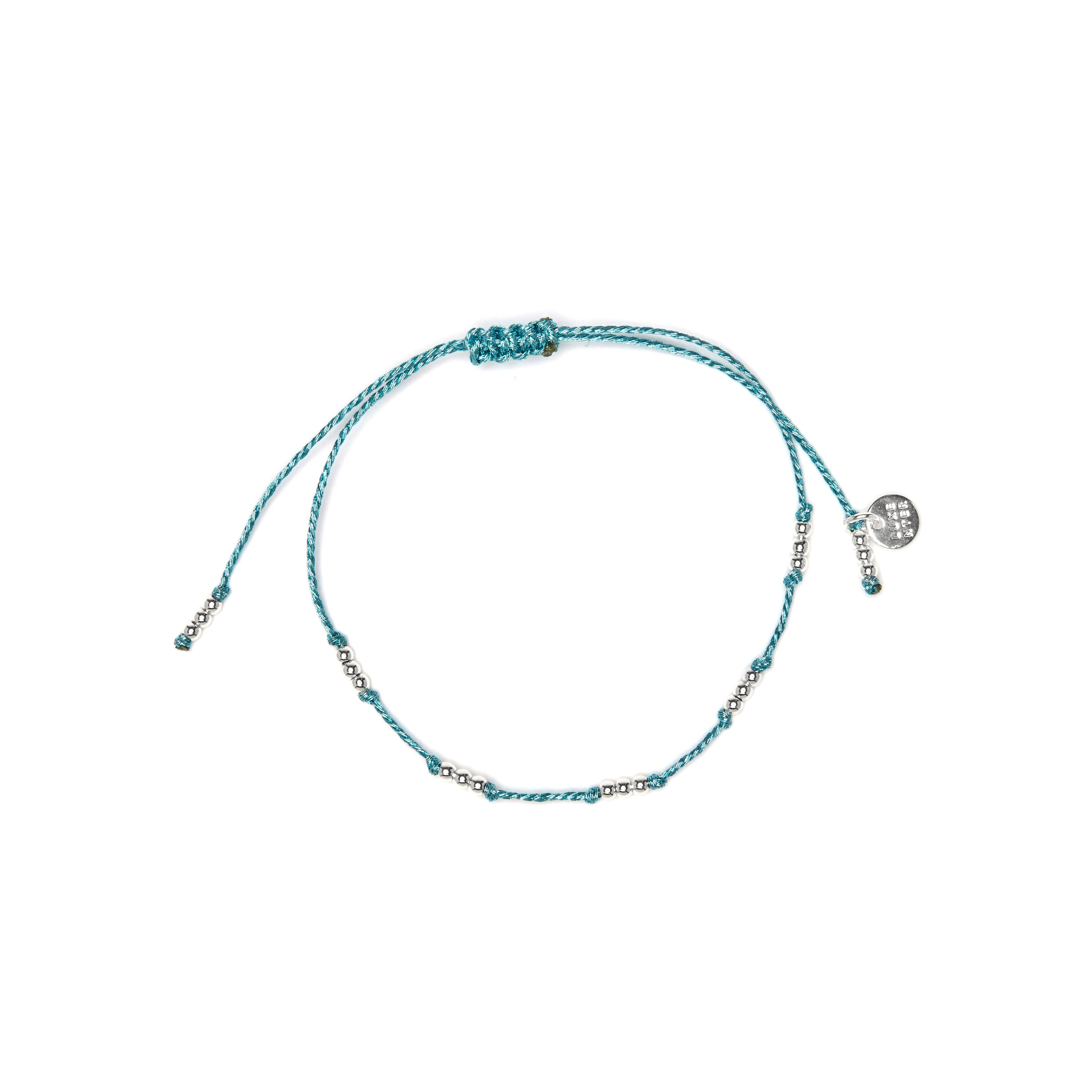 Bracelet finition argent et coton bleu - Ekilo