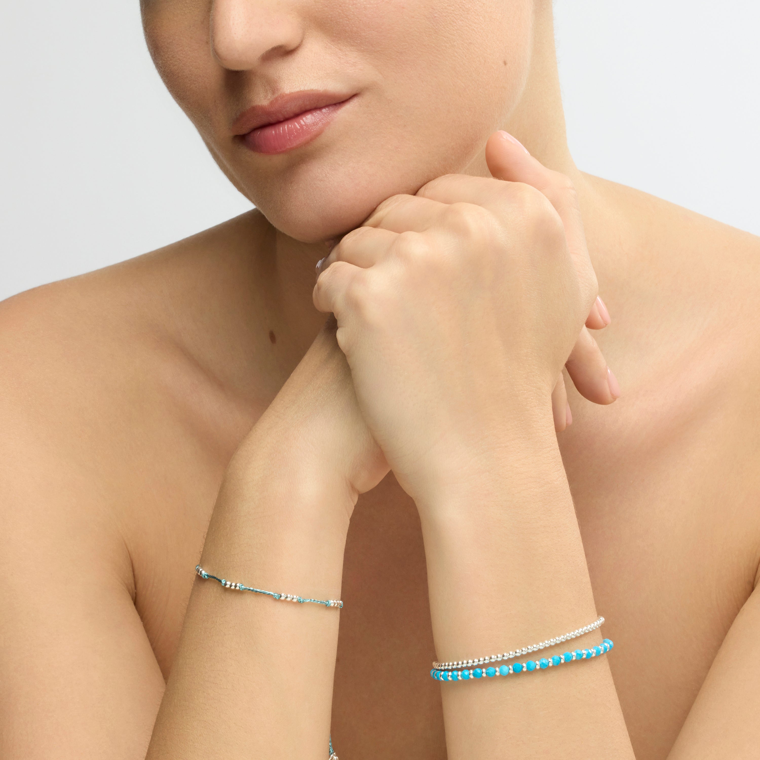 Bracelet finition argent et coton bleu - Ekilo