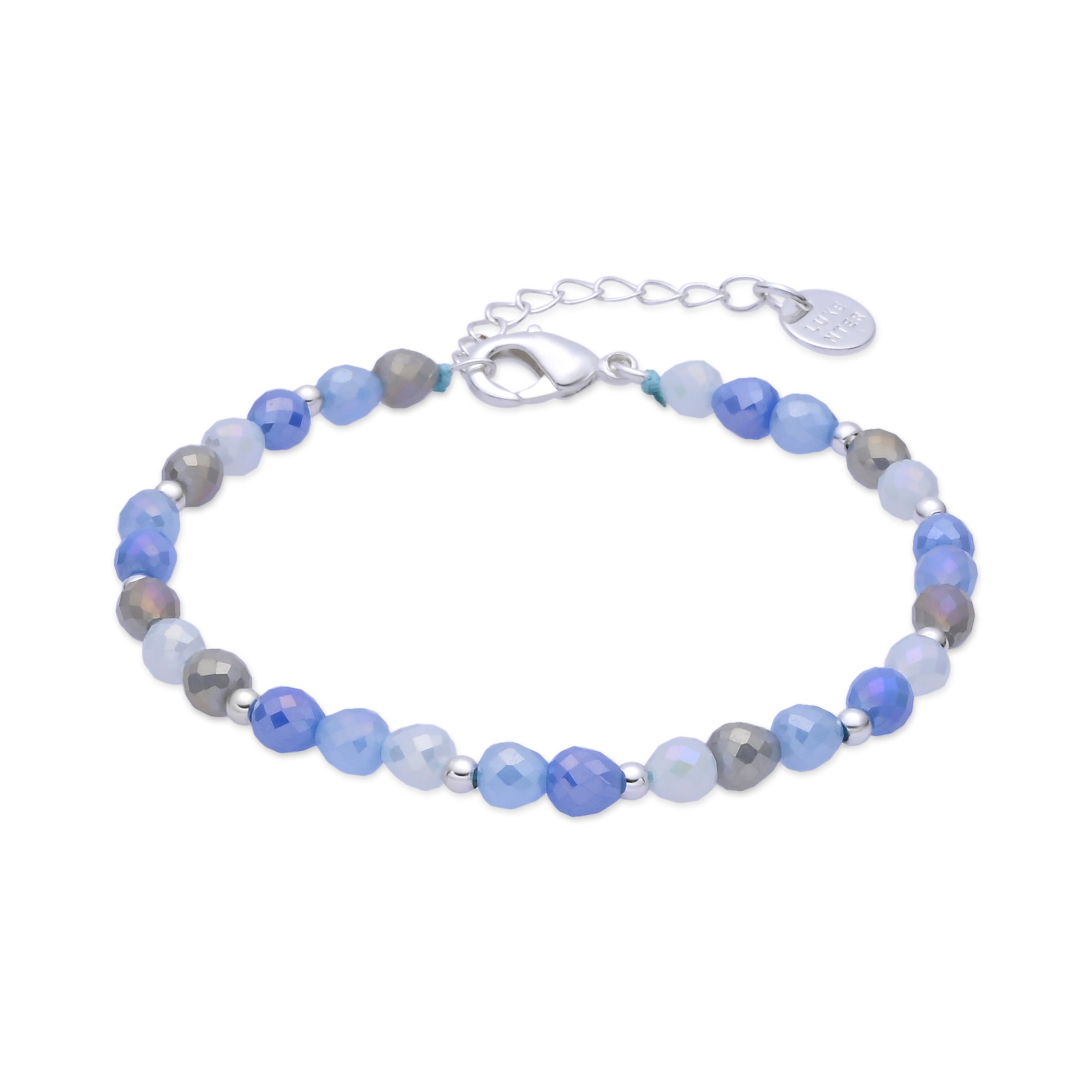 Blue Crystal Bracelet with Rhodium Finish - Likdu
