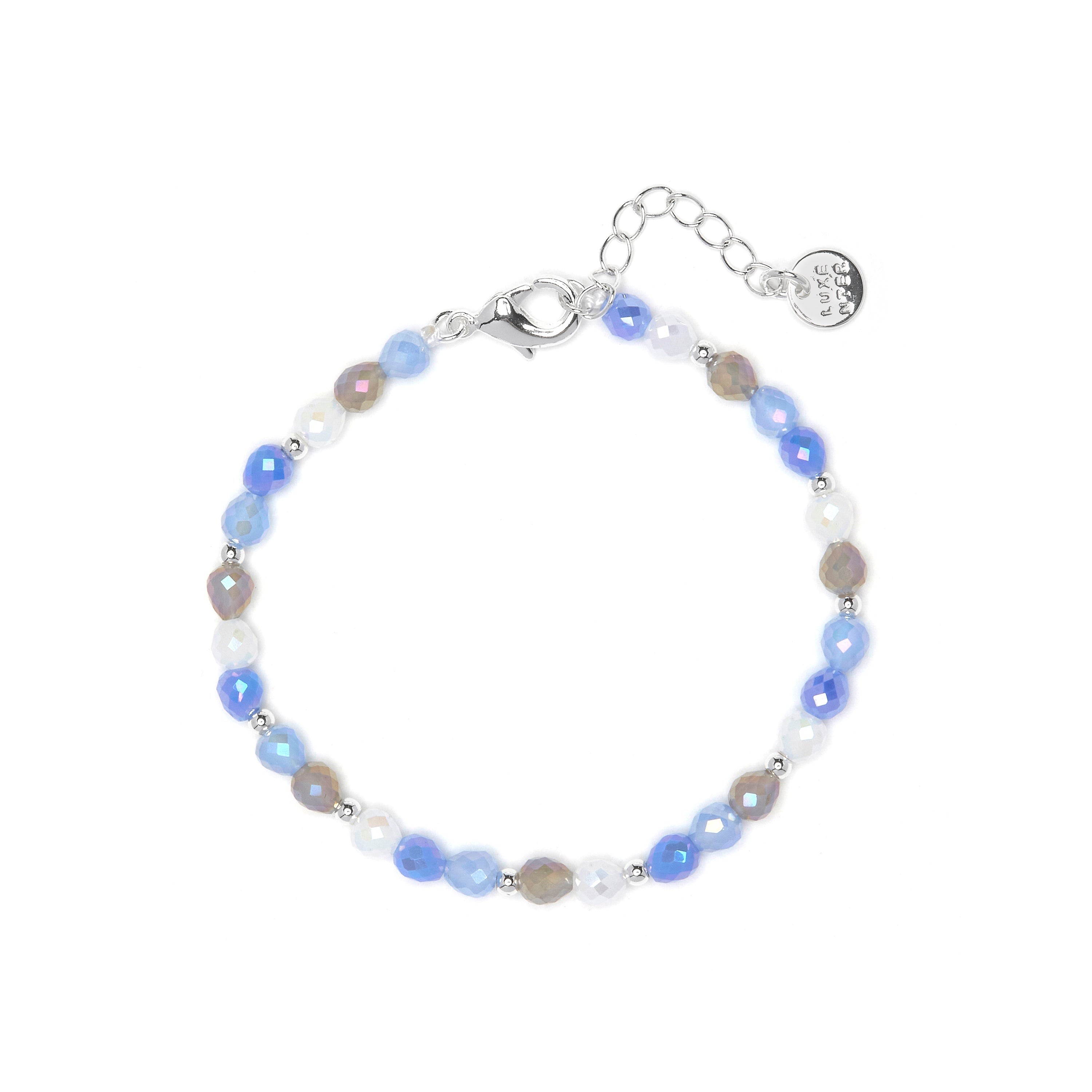 Blue Crystal Bracelet with Rhodium Finish - Likdu