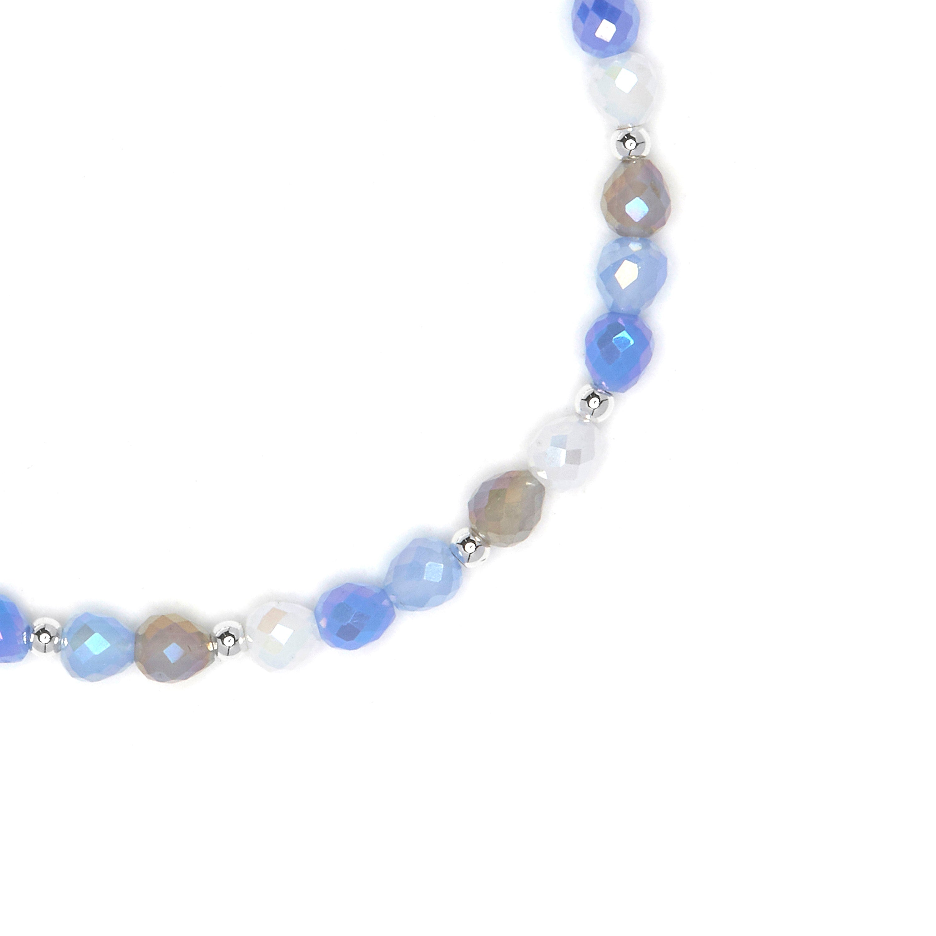 Blue Crystal Bracelet with Rhodium Finish - Likdu