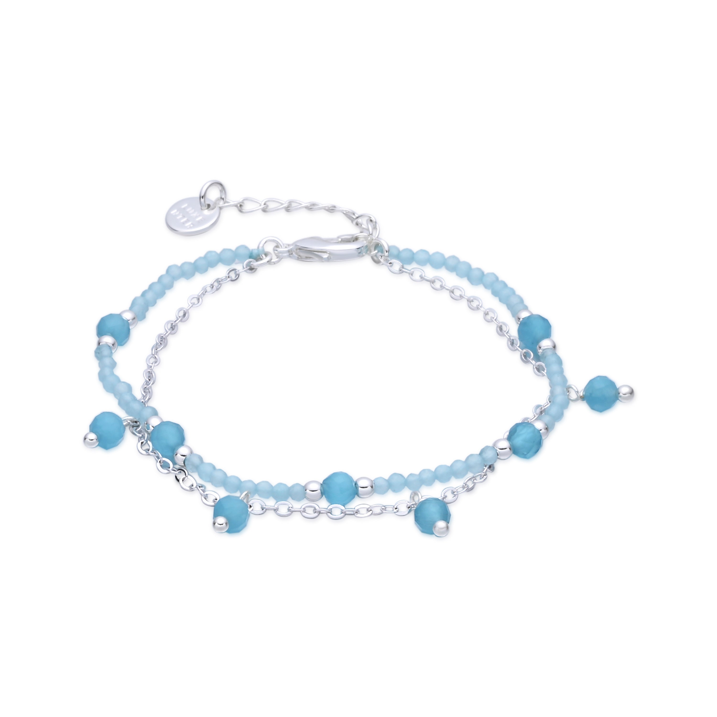 Pulseira de Cristal Azul com acabamento em ródio - Aira