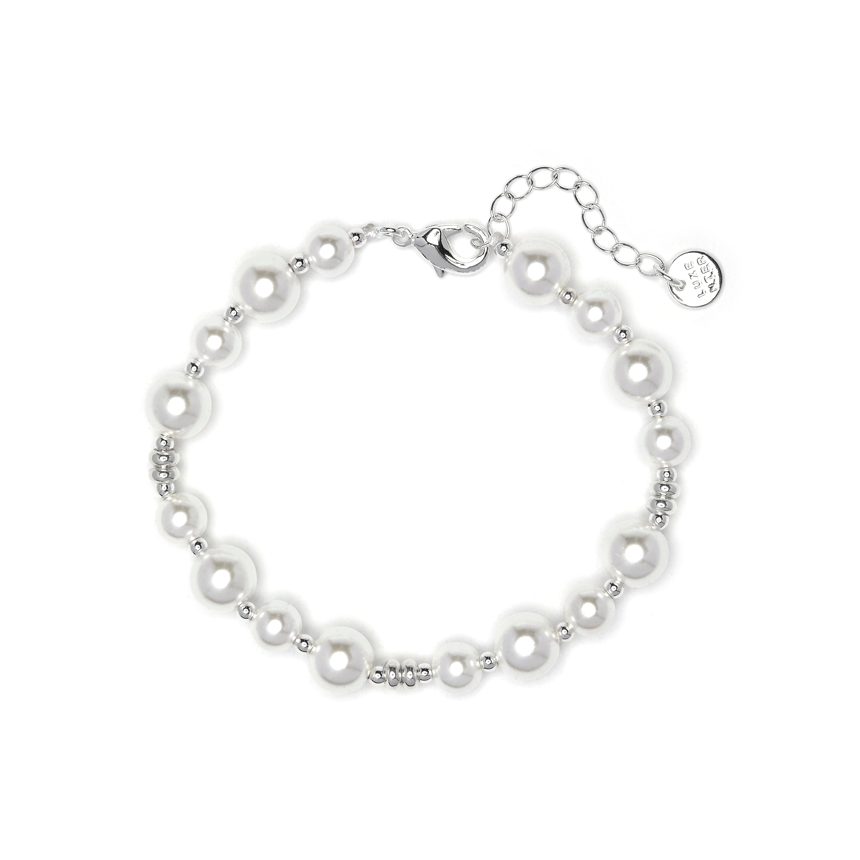 Pulsera de Perla Blanca acabado en rodio - Akio