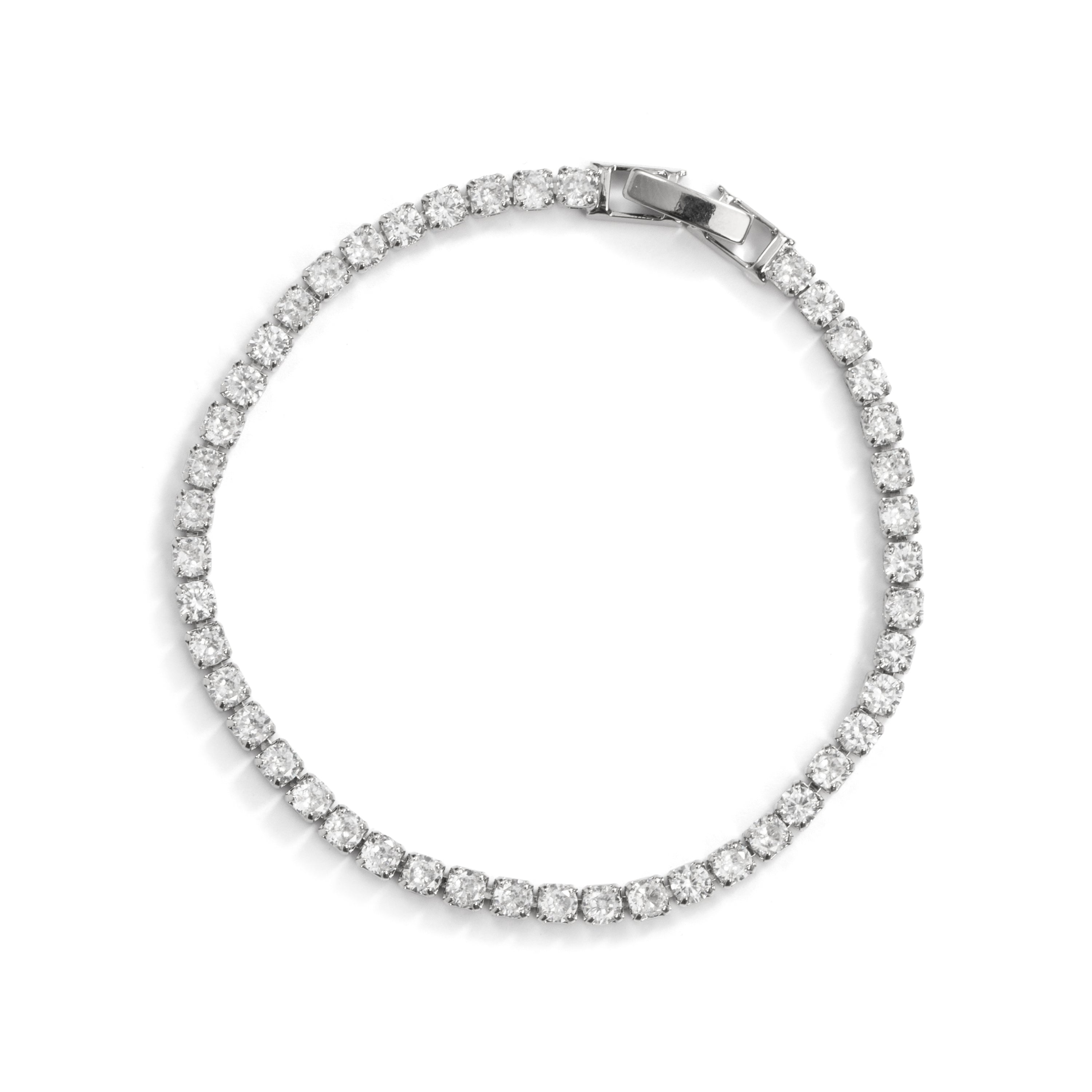 Rhodium-Finished Metal Alloy and Sparkling Cubic Zirconia Bracelet - Newyn