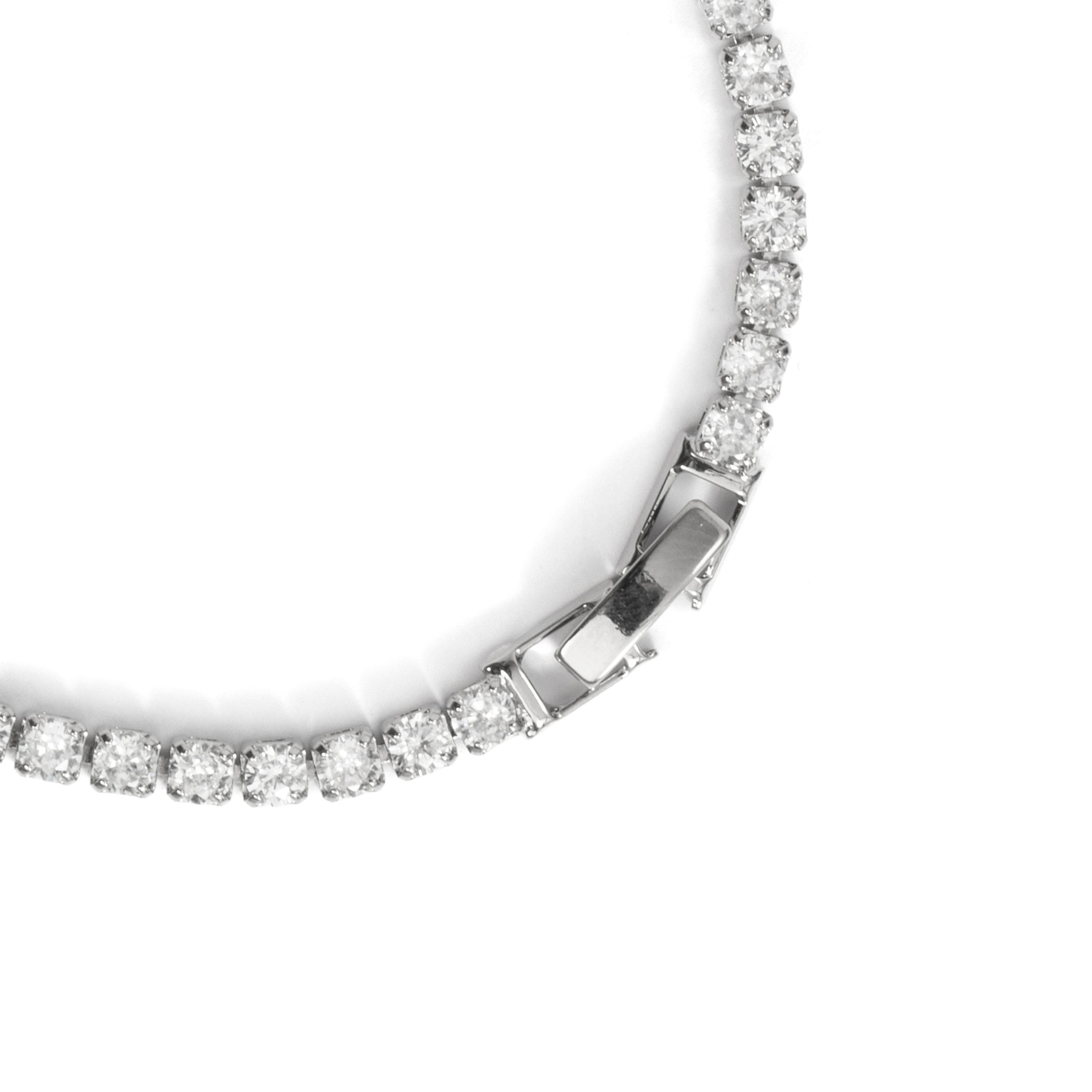 Rhodium-Finished Metal Alloy and Sparkling Cubic Zirconia Bracelet - Newyn