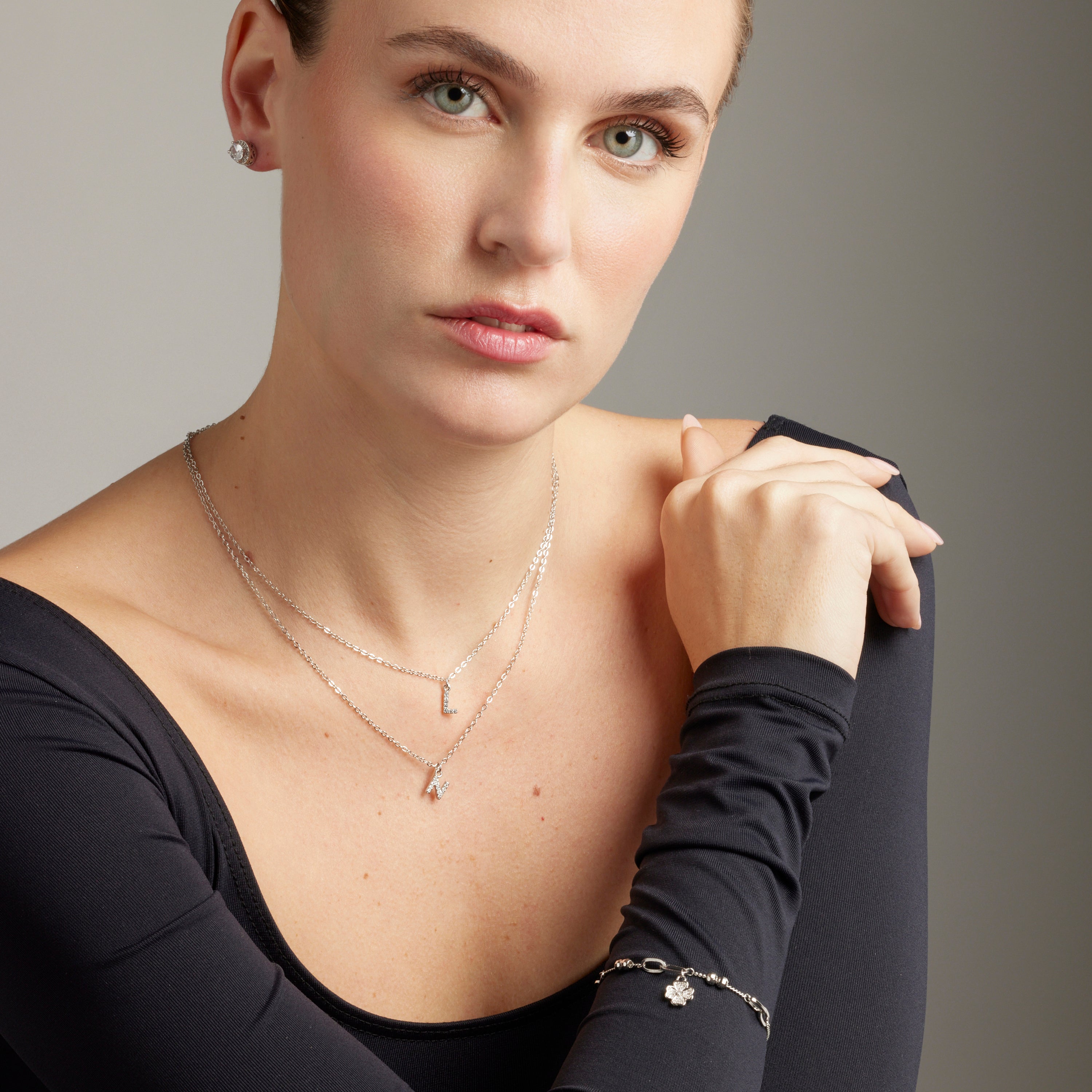 Bracelet en zircon brillant fini en rhodium - Wilya