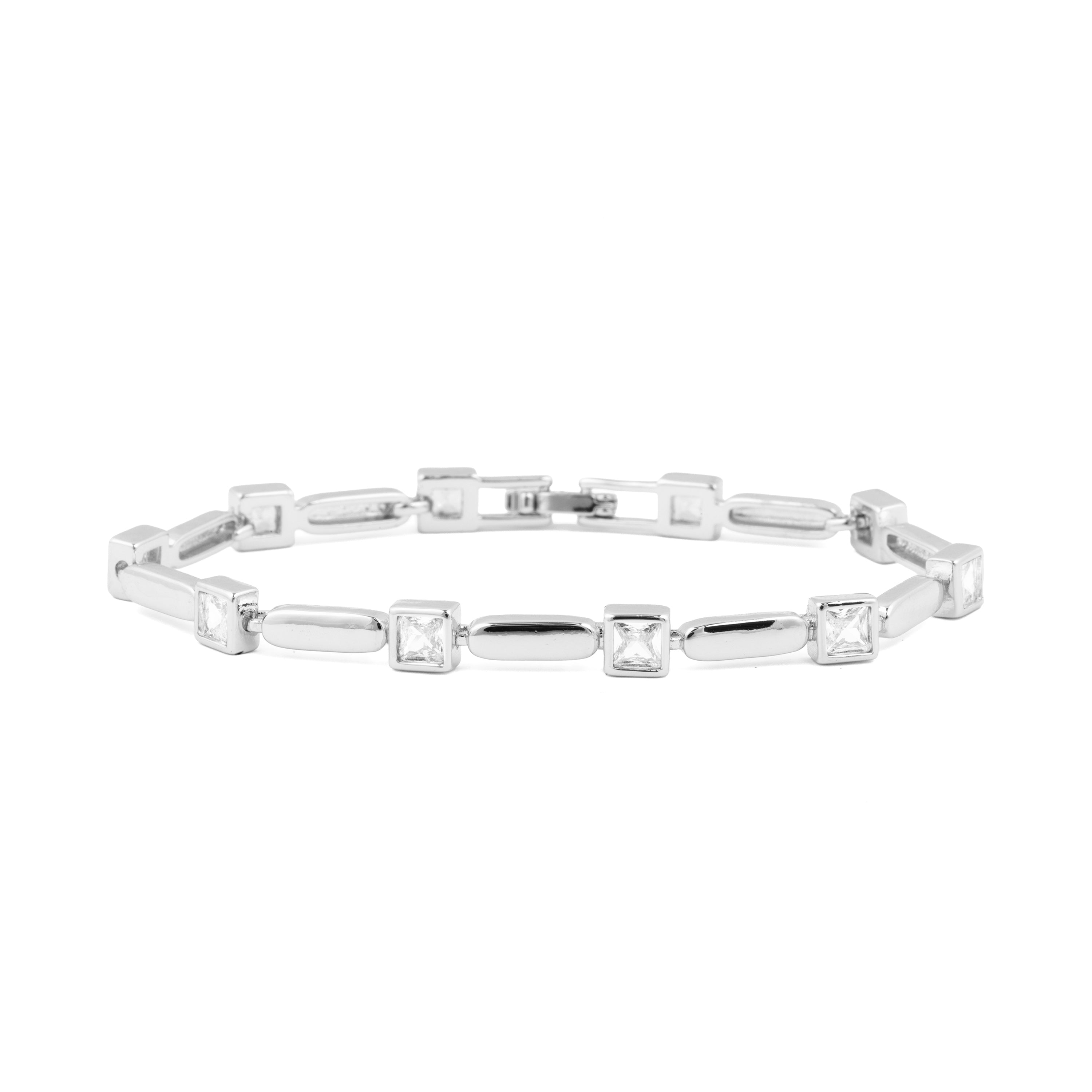 Bracciale con zirconi brillanti finitura in rodio - Aslion