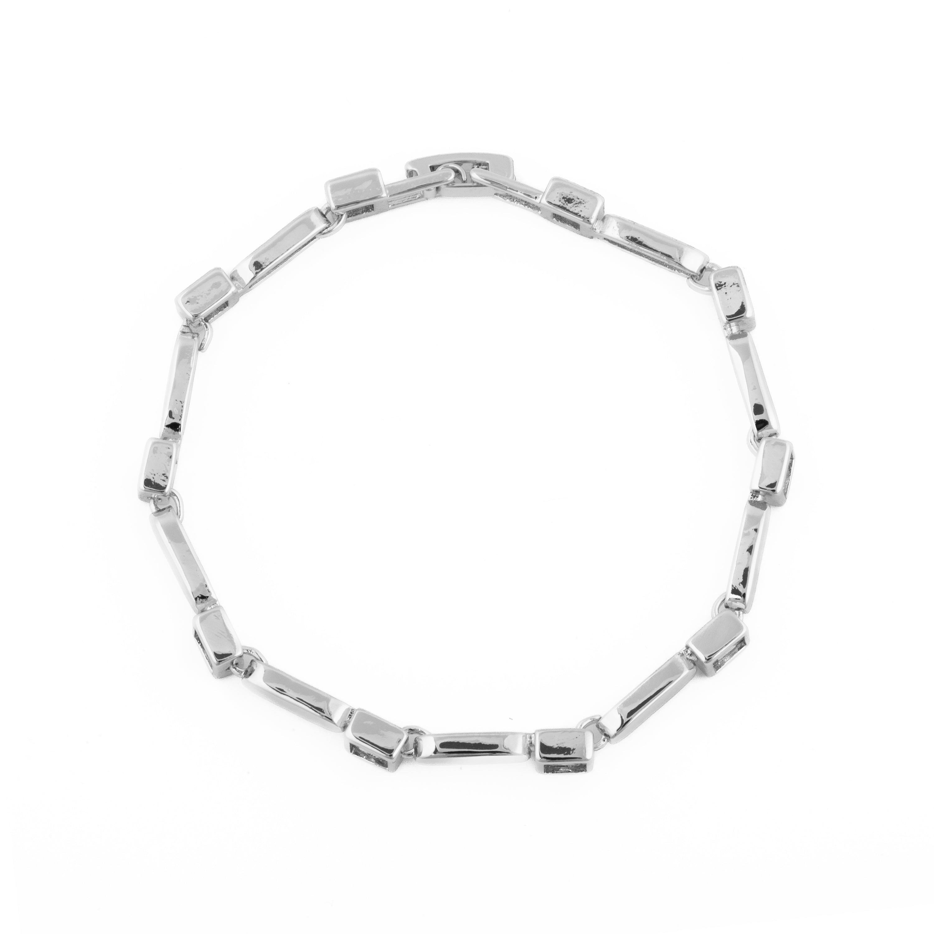 Bracciale con zirconi brillanti finitura in rodio - Aslion