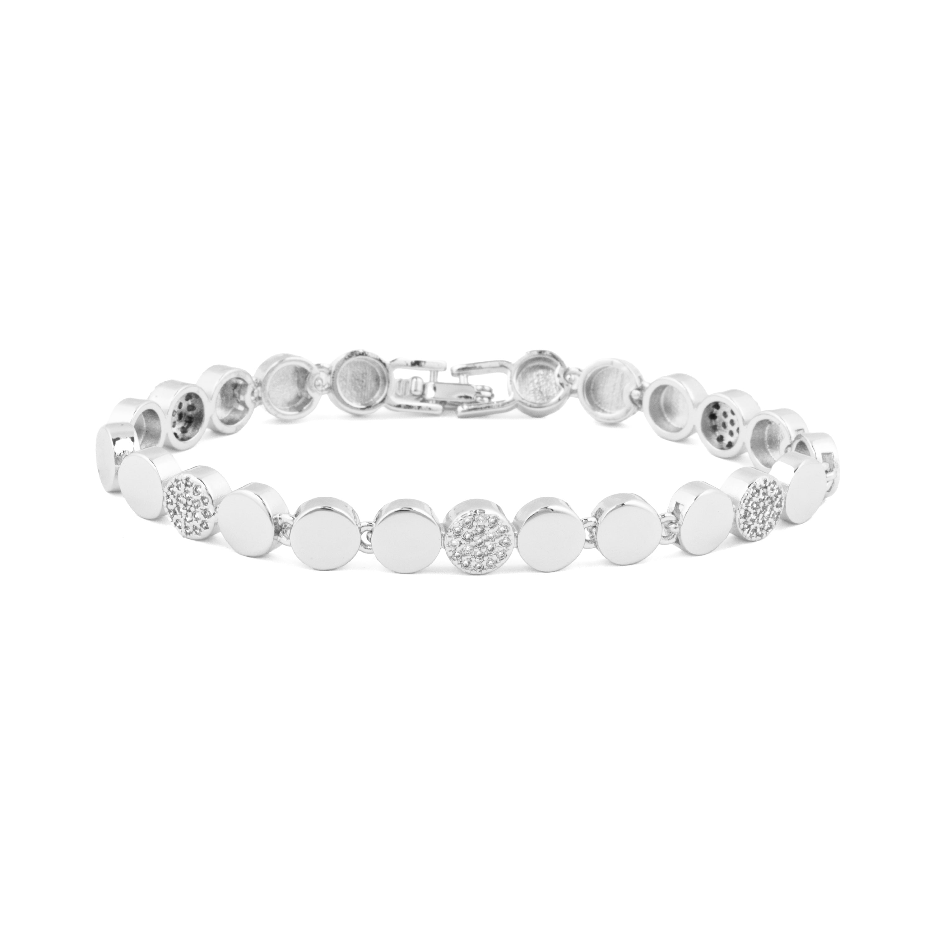 Bracciale con zirconi brillanti finitura in rodio - Sywi