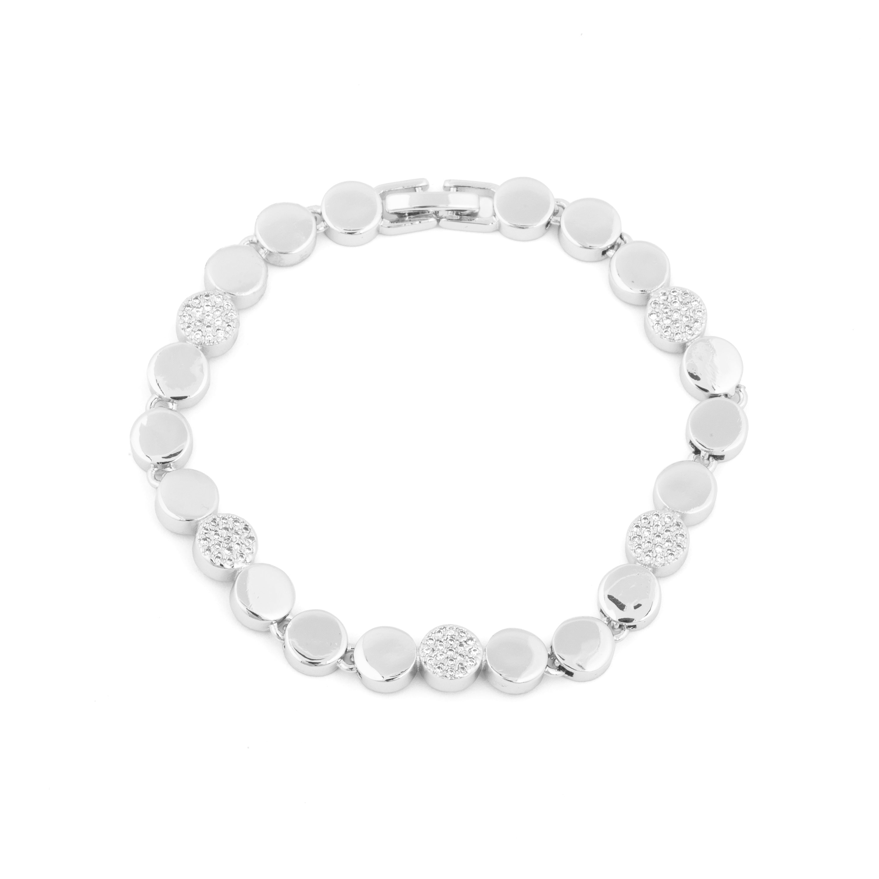 Bracciale con zirconi brillanti finitura in rodio - Sywi