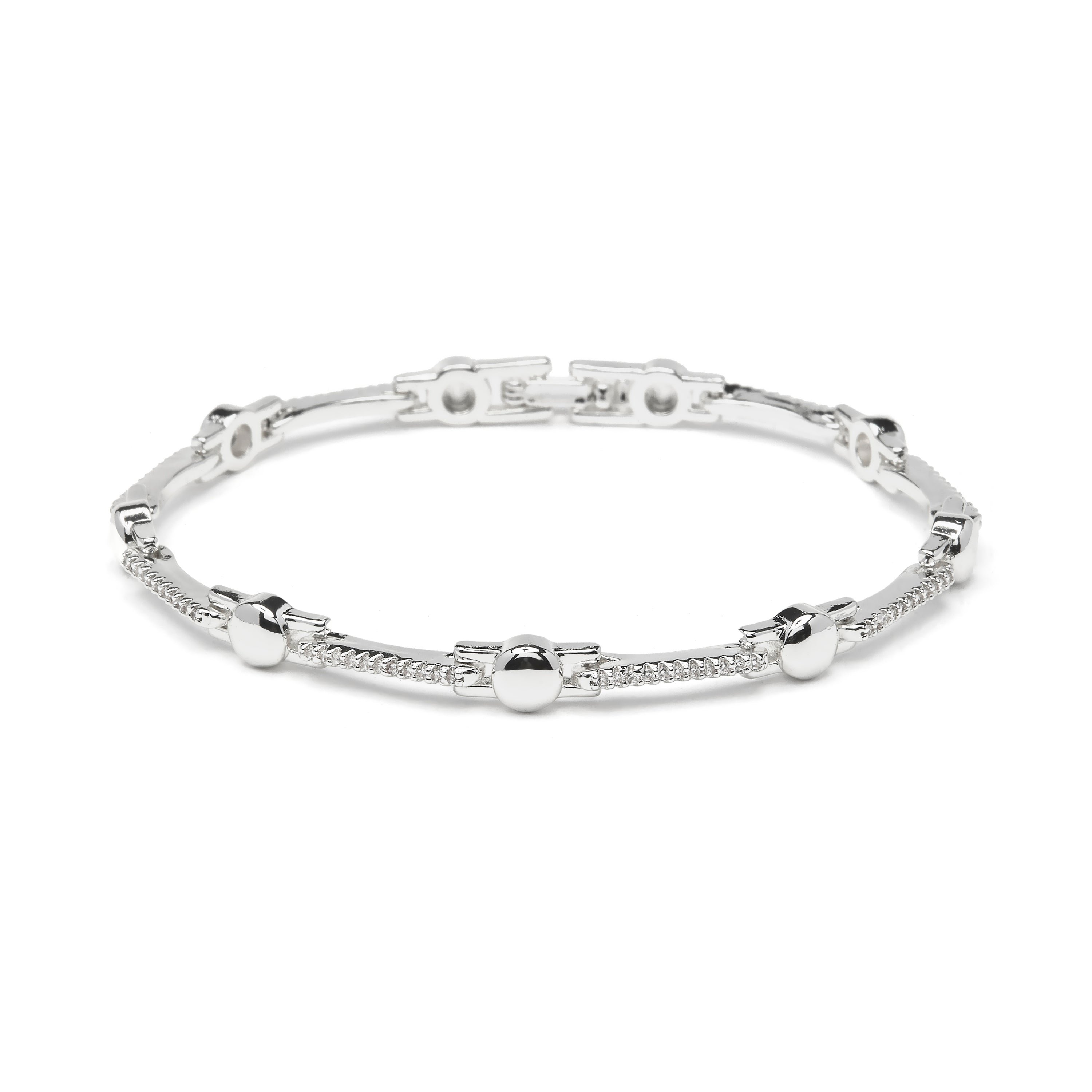 Bracelet en zircon brillant finition rhodium - Rarix