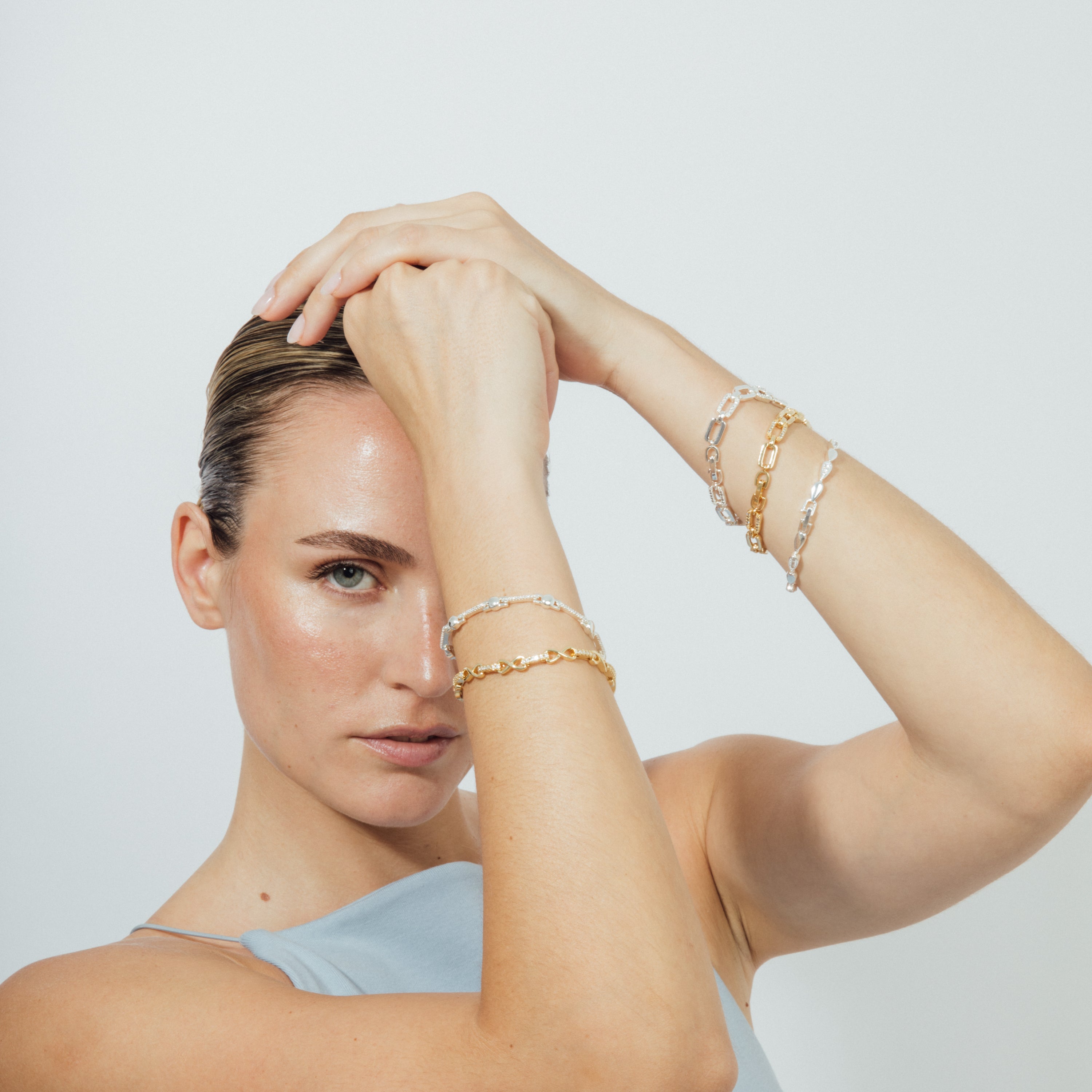 Bracelet en zircon brillant finition rhodium - Rarix