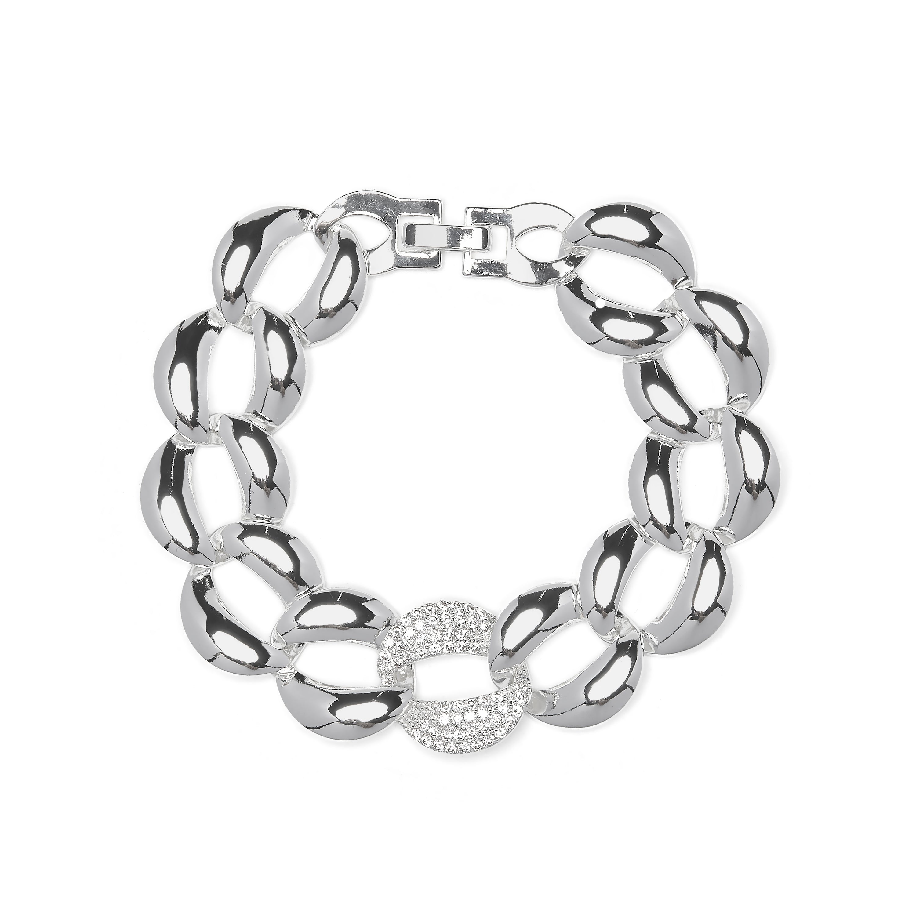 Brilliant Zirconia Bracelet with Rhodium Finish - Shinthi