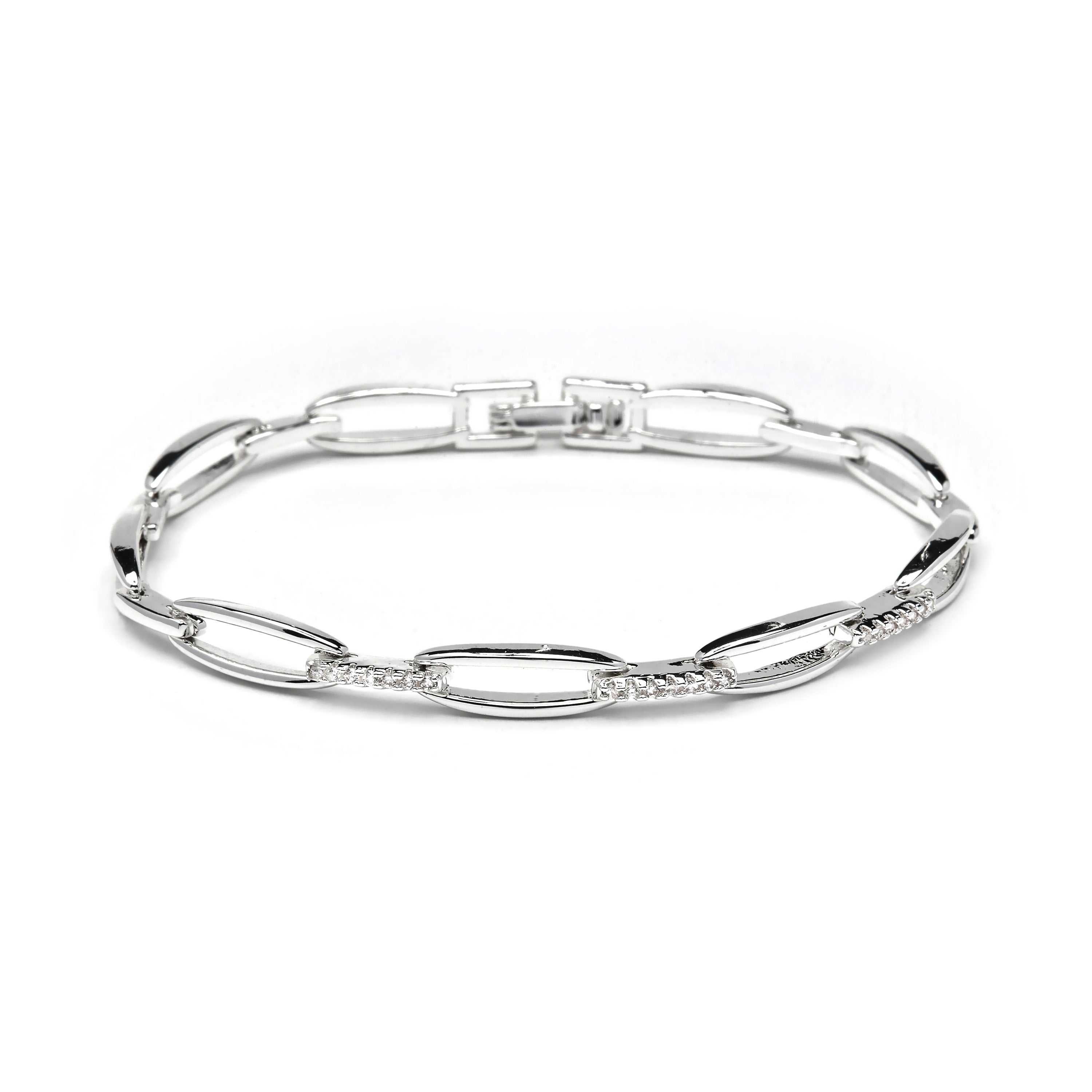 Brilliant Zirconia Bracelet with Rhodium Finish - Thylo