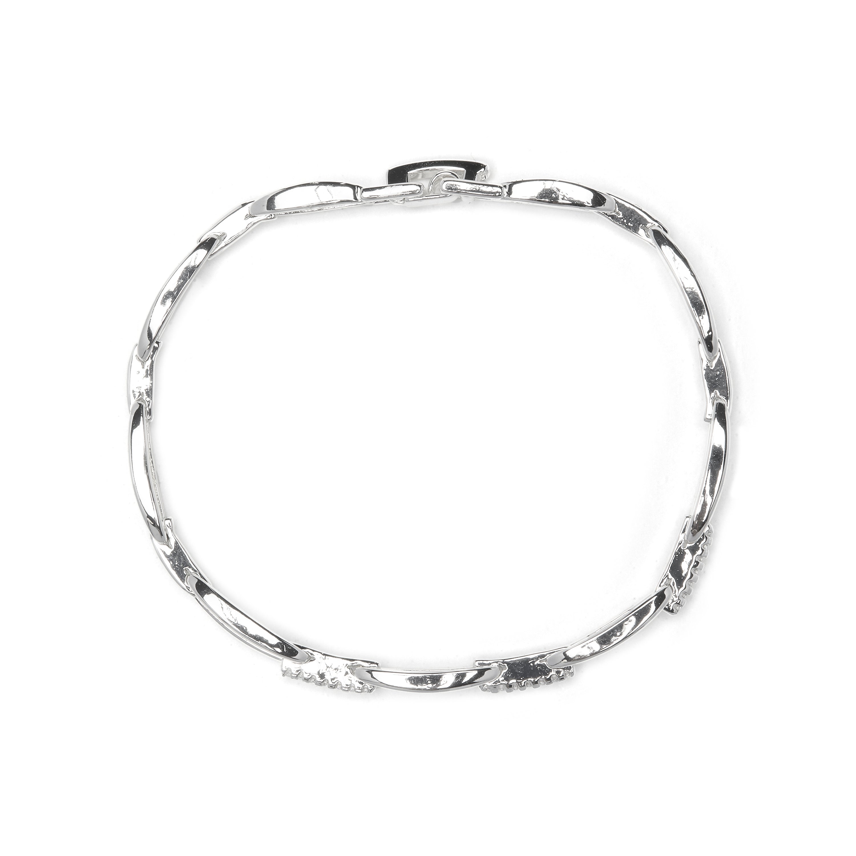 Brilliant Zirconia Bracelet with Rhodium Finish - Thylo