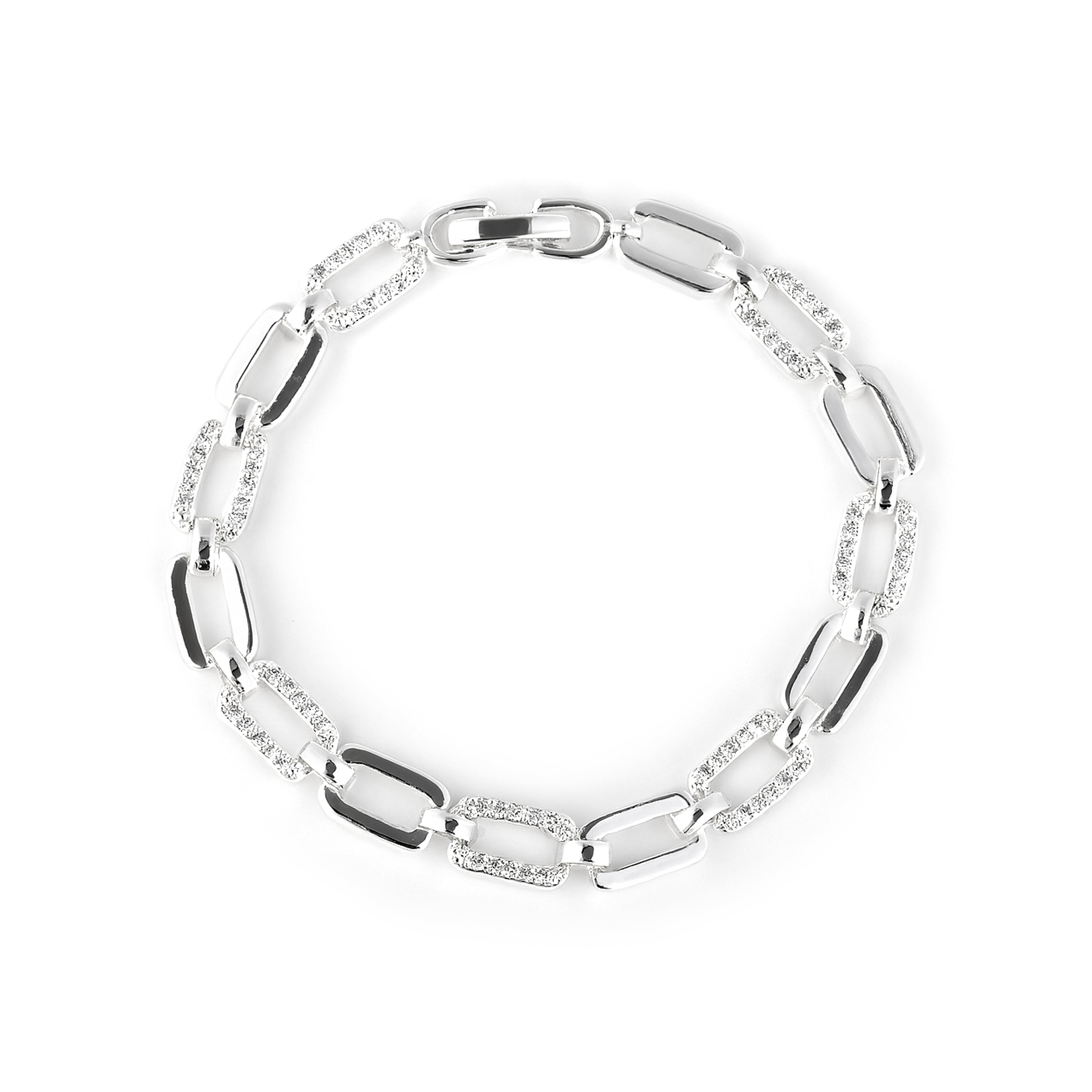 Brilliant Zirconia Bracelet with Rhodium Finish - Asgoth