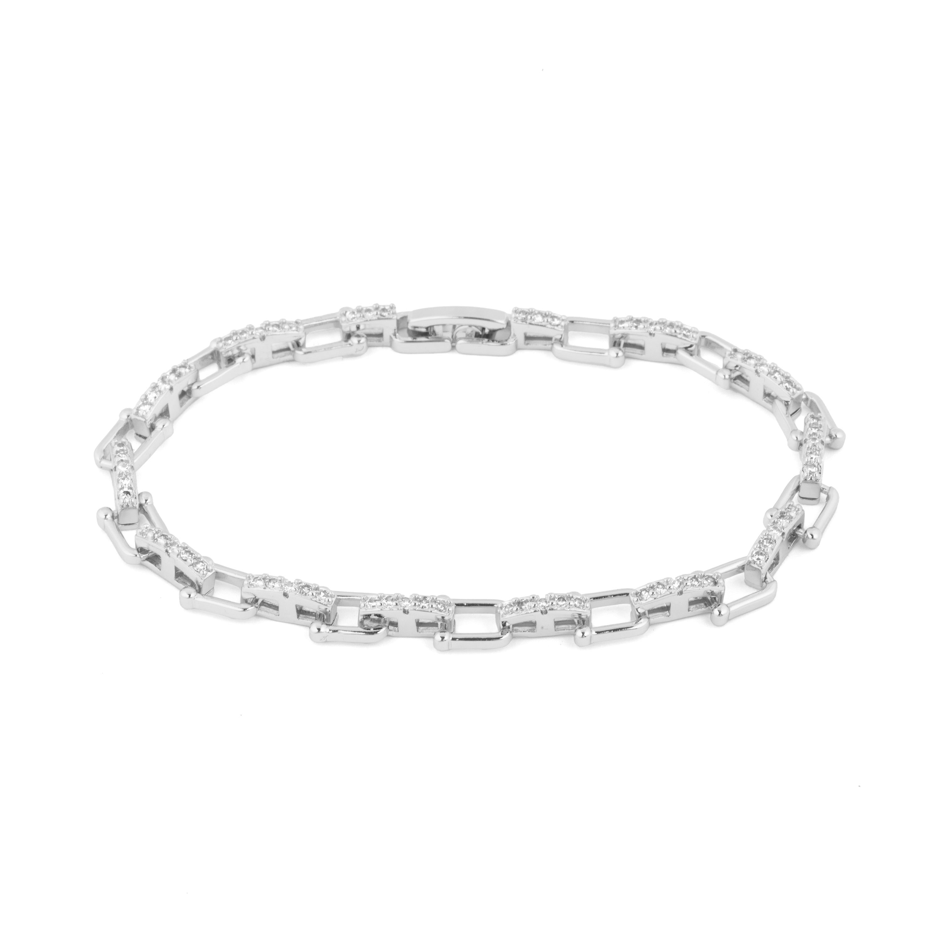 Bracelet en zircon brillant finition rhodium - Dordel
