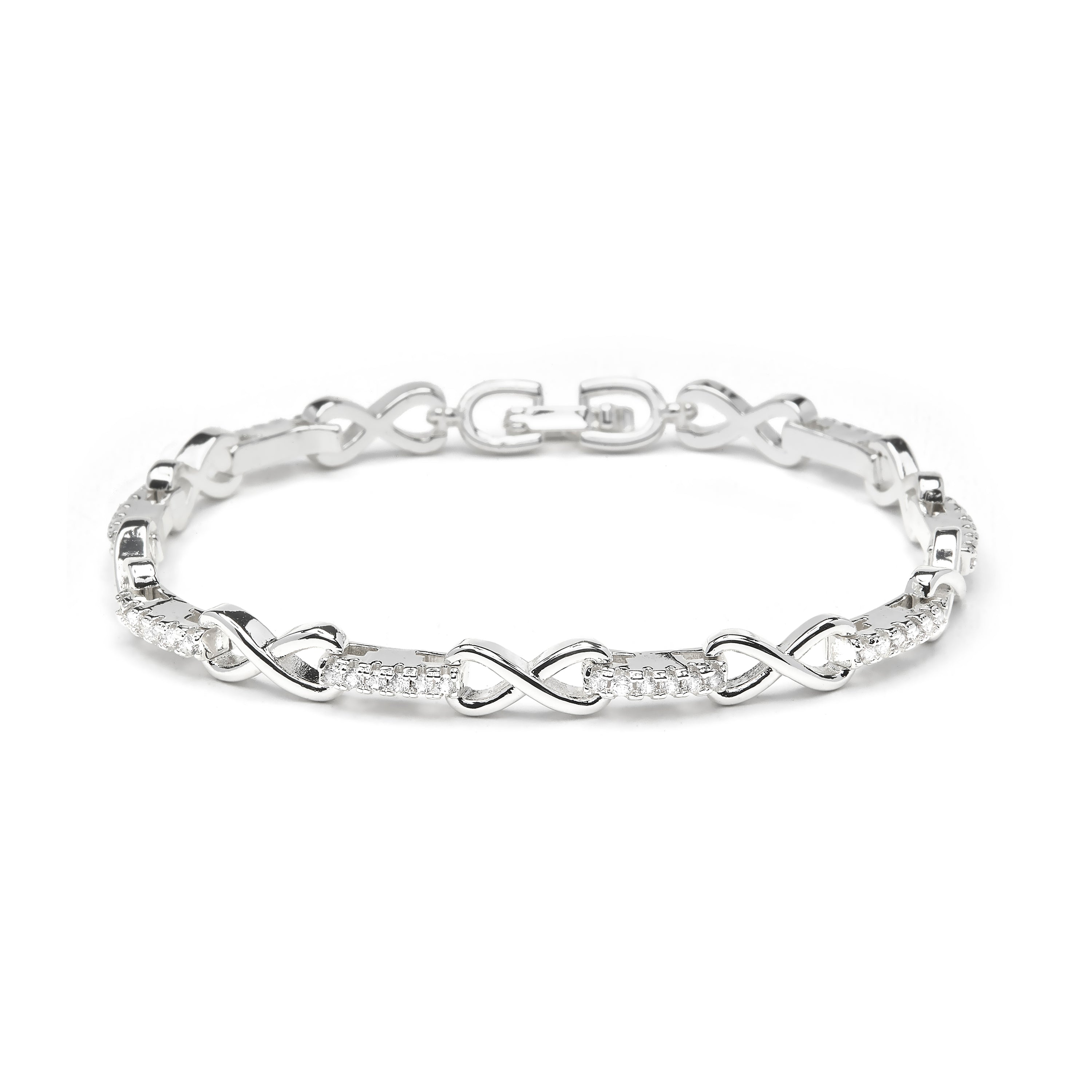 Bracciale con zircone brillante finitura in rodio - Raak