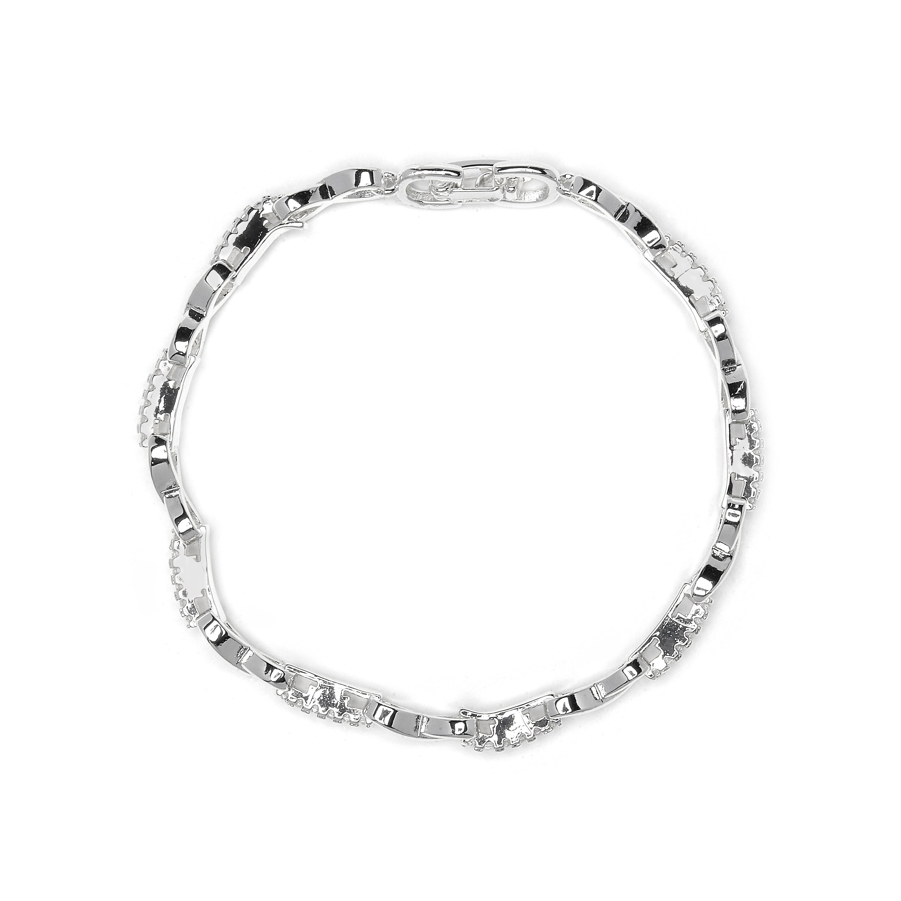 Bracciale con zircone brillante finitura in rodio - Raak