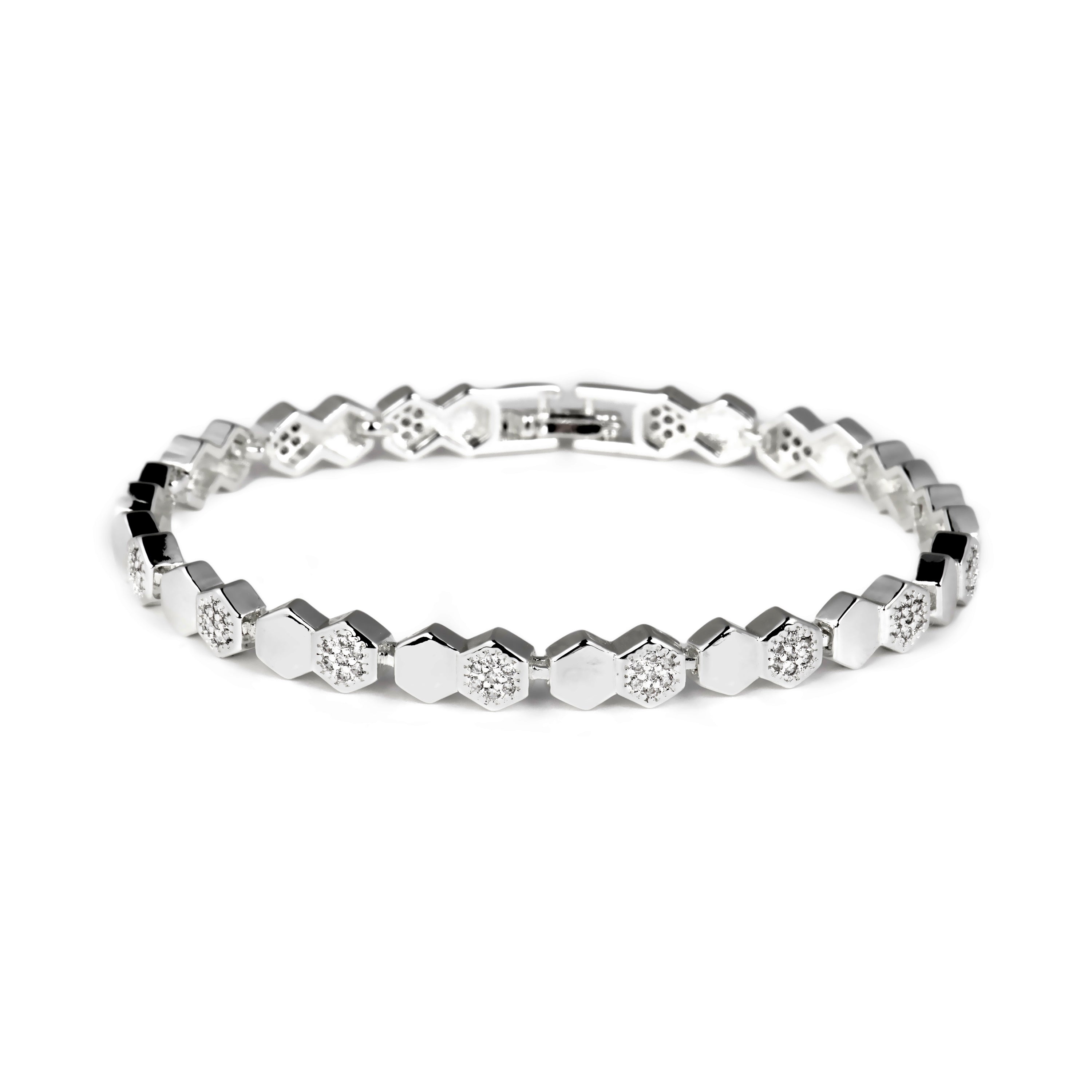 Pulsera de Circonita Brillante acabado en rodio - Lyth