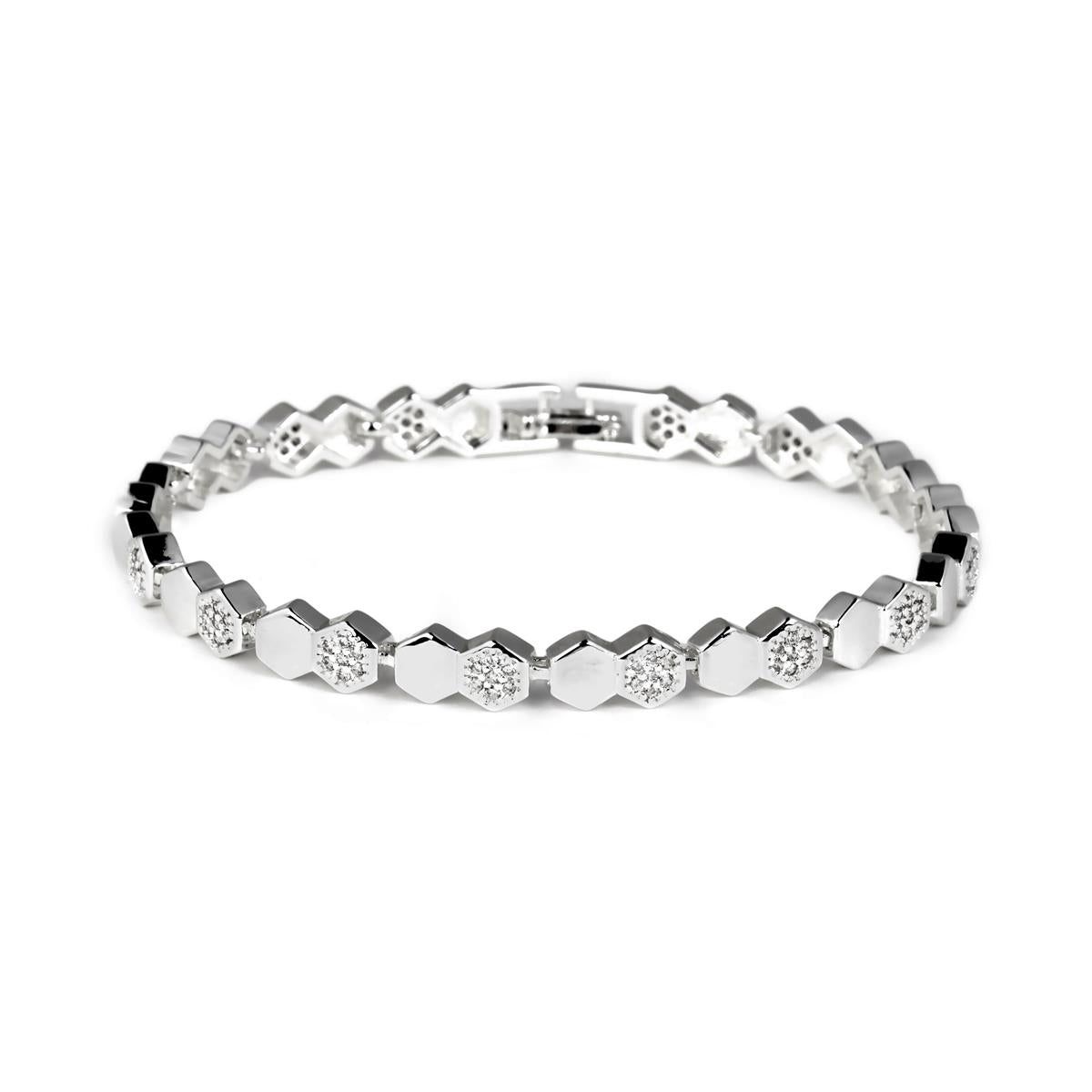 Bracciale con zirconi brillanti finitura in rodio - Lyth
