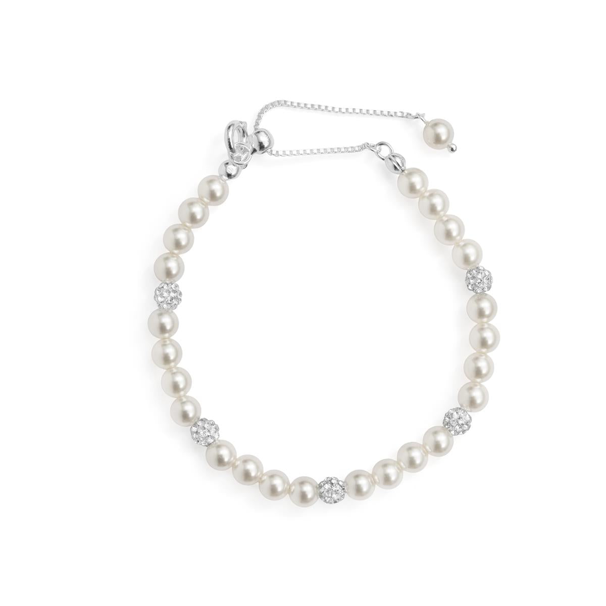 White Pearl Bracelet with Silver Finish - Zurgrak