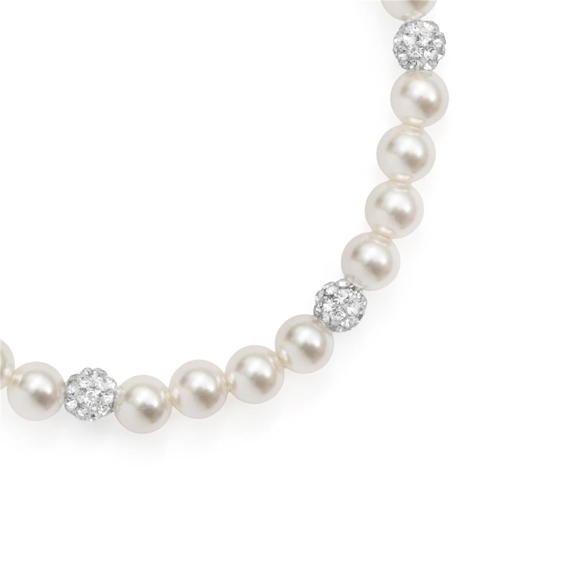 White Pearl Bracelet with Silver Finish - Zurgrak
