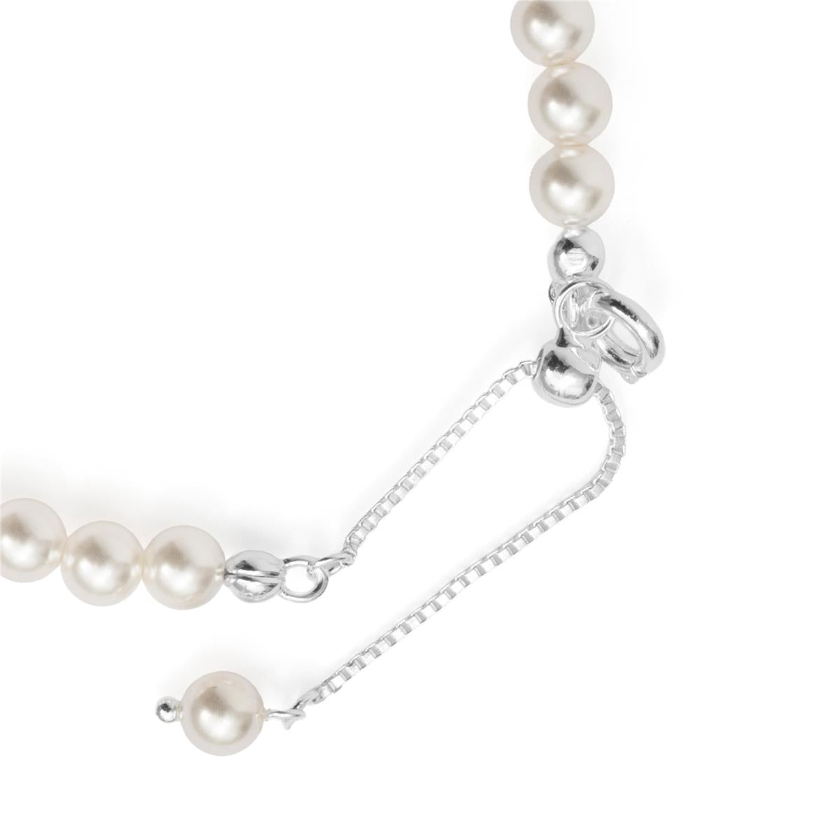 White Pearl Bracelet with Silver Finish - Zurgrak