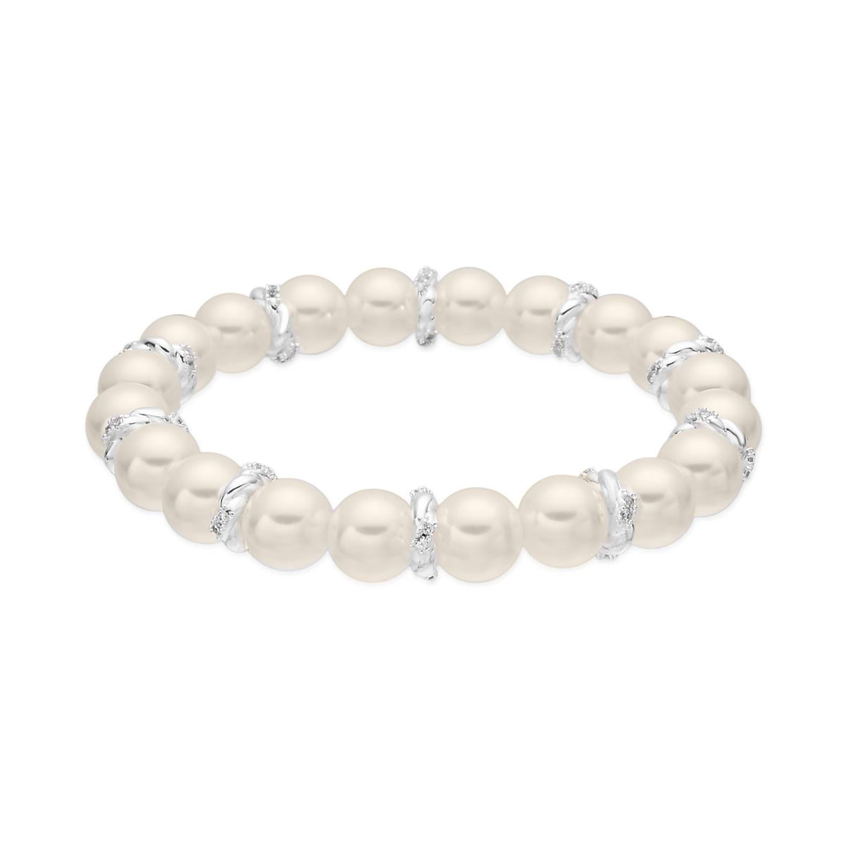 White Pearl Bracelet with Silver Finish - Clasow