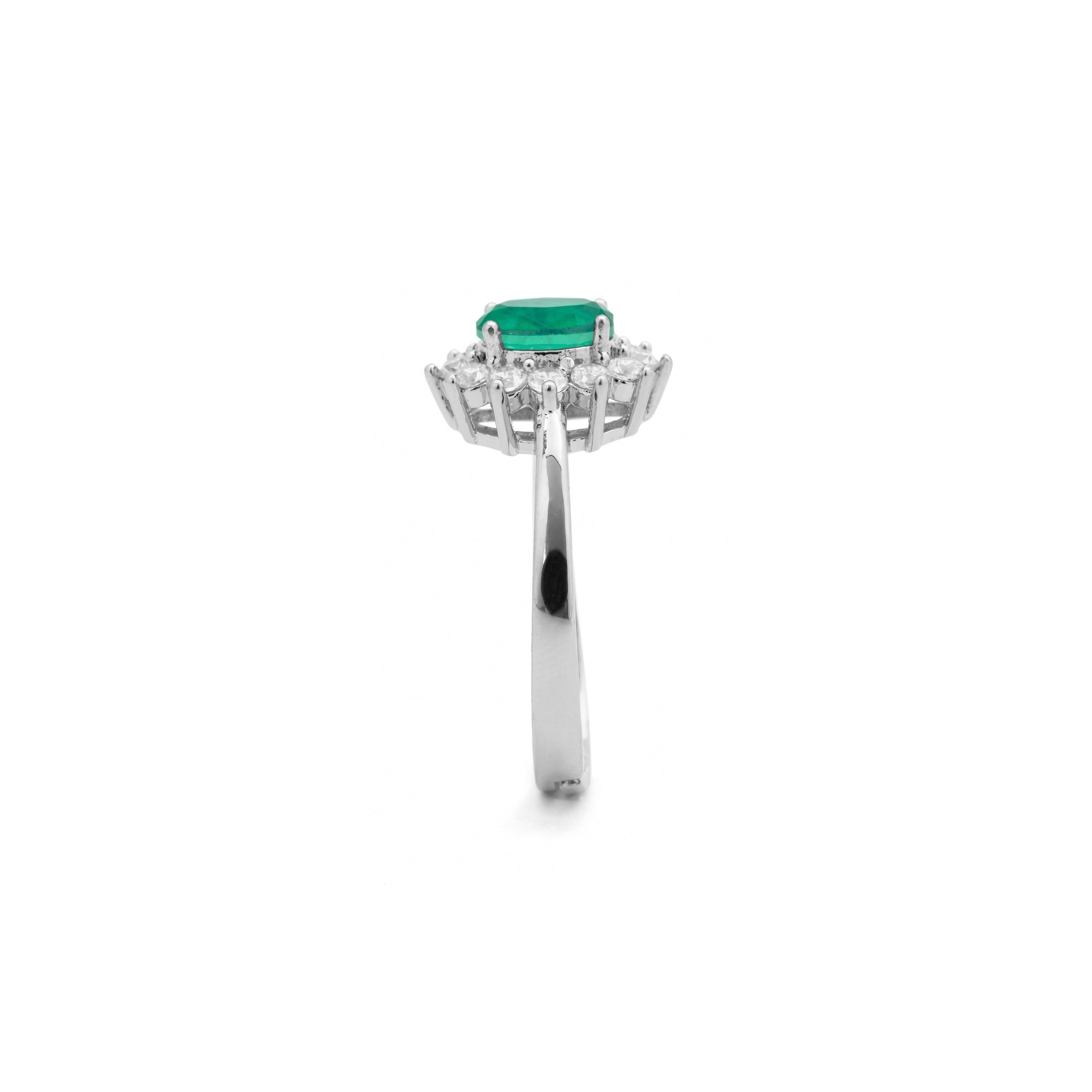 Anillo de Cuarzo Hidrotermal Verde acabado en rodio - Monaw