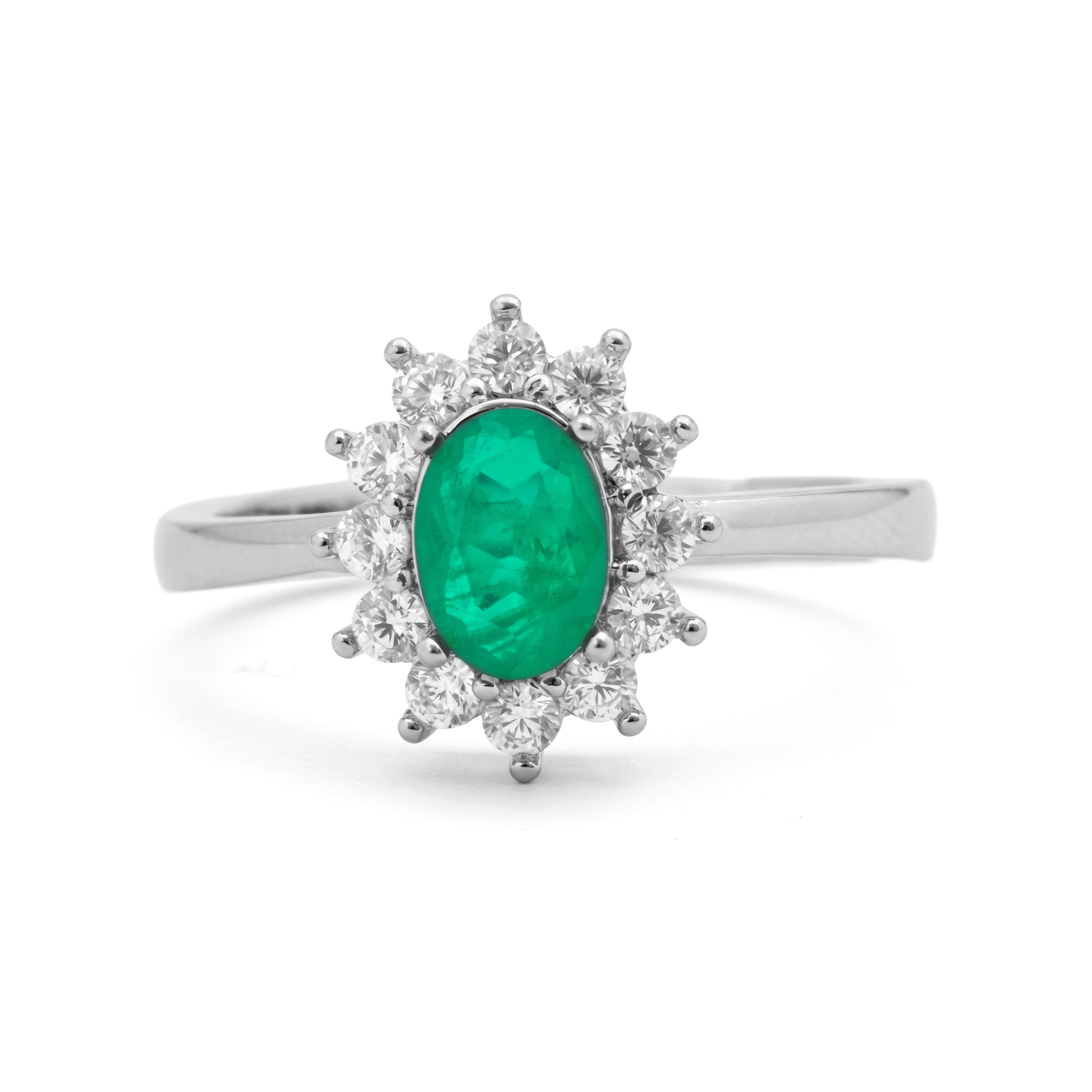 Anillo de Cuarzo Hidrotermal Verde acabado en rodio - Monaw